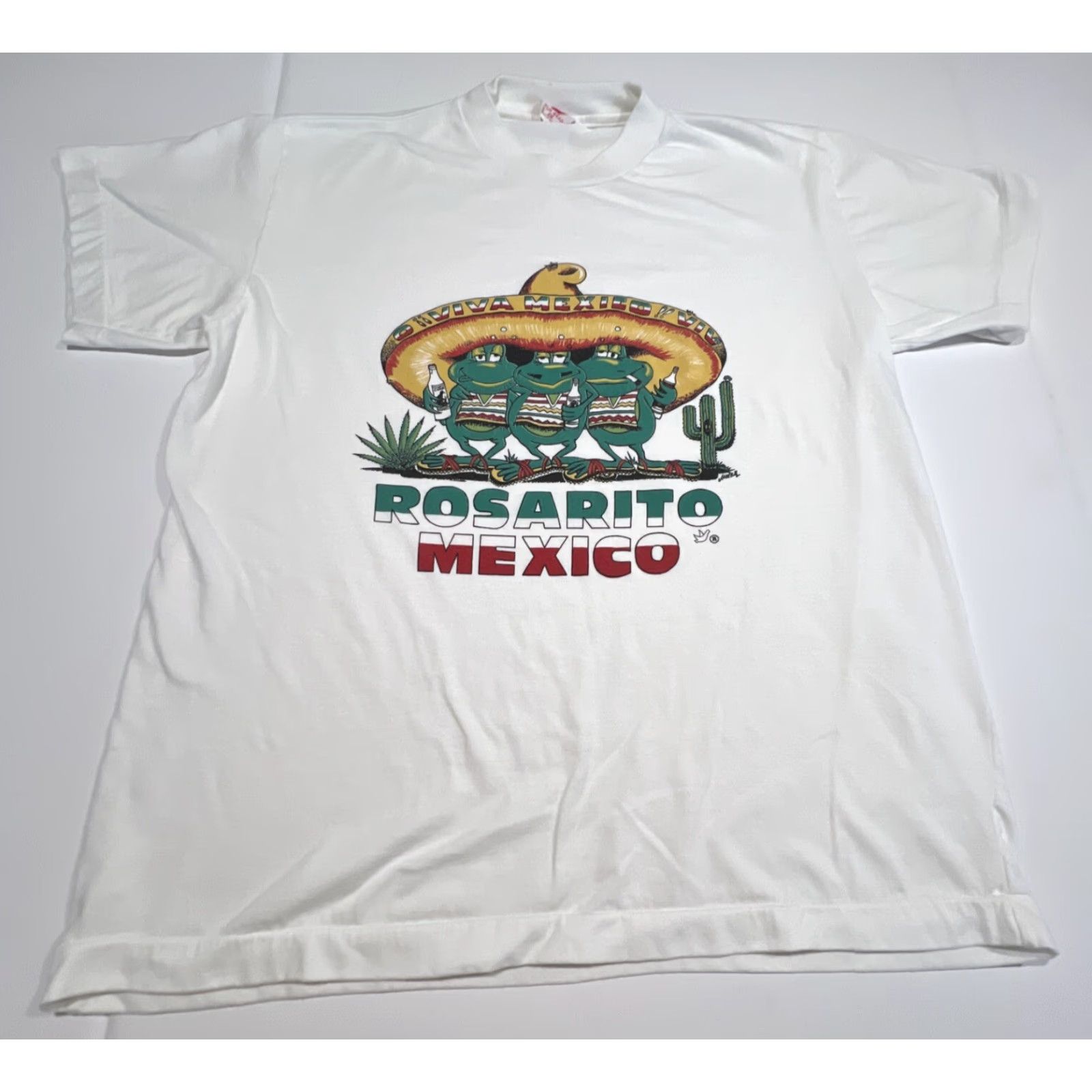 Vintage VINTAGE 1980s The Shirt Stop Graphic T-Shirt XL White Frogs Drinking Rosarito Mexico Unisex Size US XL / EU 56 / 4 - 3 Thumbnail