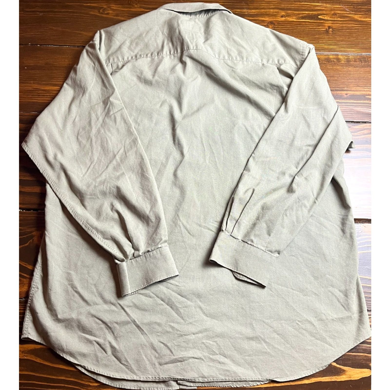 Liz Claiborne Claiborne Shirt Men XL 17.5 34/35 Tan Button-Up Long Sleeve T-weave Brown Solid Vintage No Size US XL / EU 56 / 4 - 2 Thumbnail