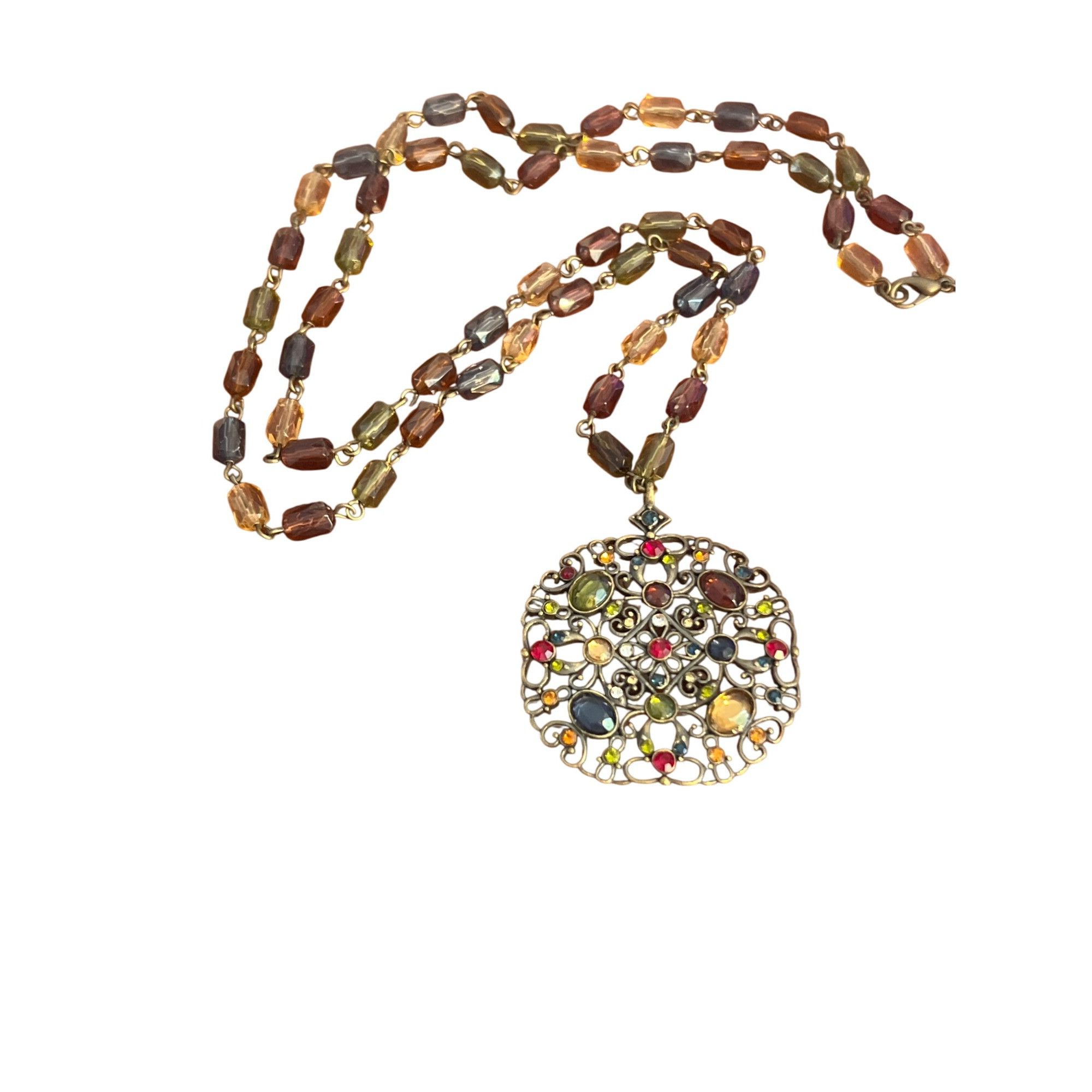 Liz Claiborne Vintage Liz Claiborne Necklace Antique Gold Filagree Pendant Size ONE SIZE - 1 Thumbnail