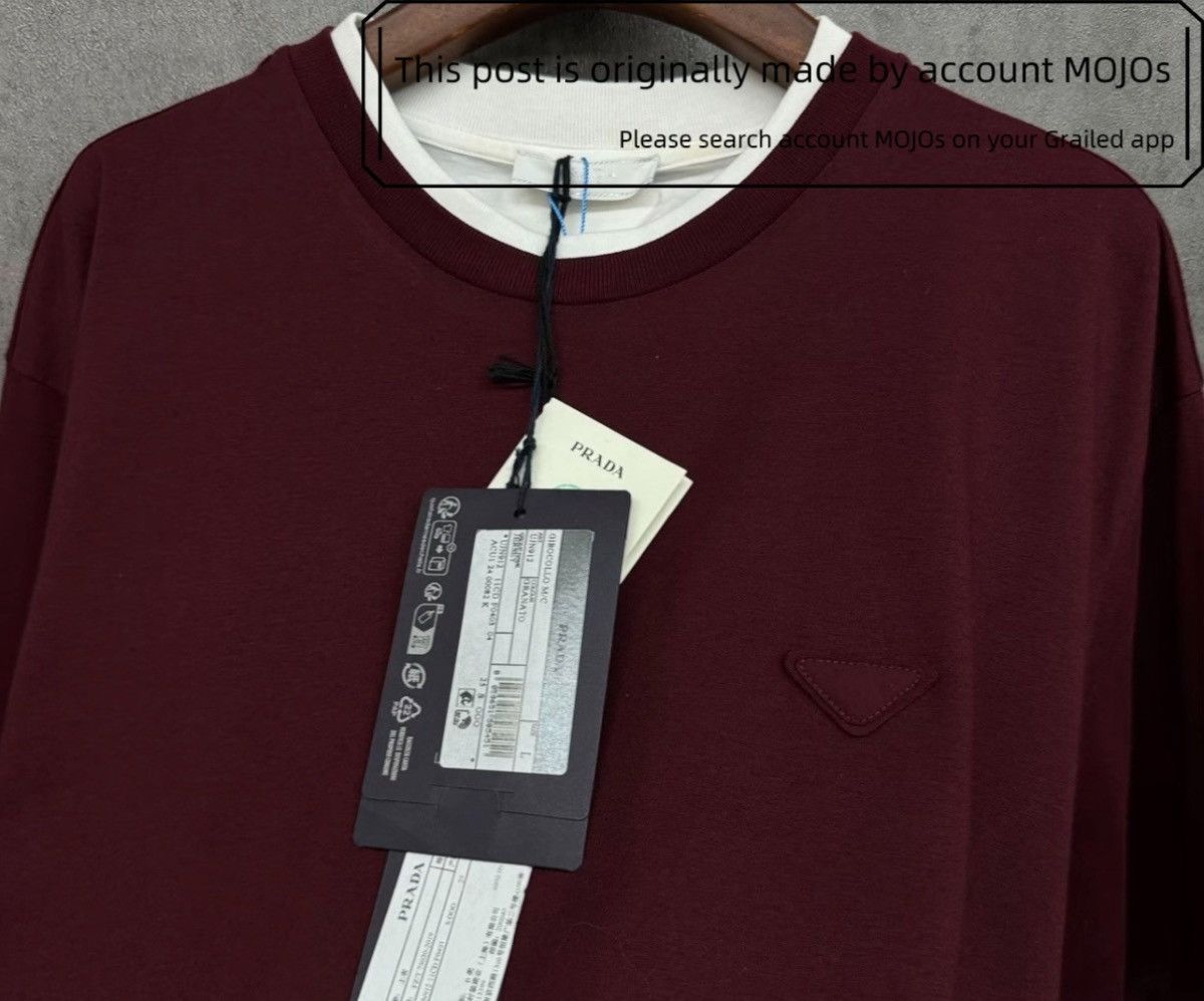 Prada Sz L Prada Wine Red Double Layers Tee mojos1859 Size US L / EU 52-54 / 3 - 2 Thumbnail