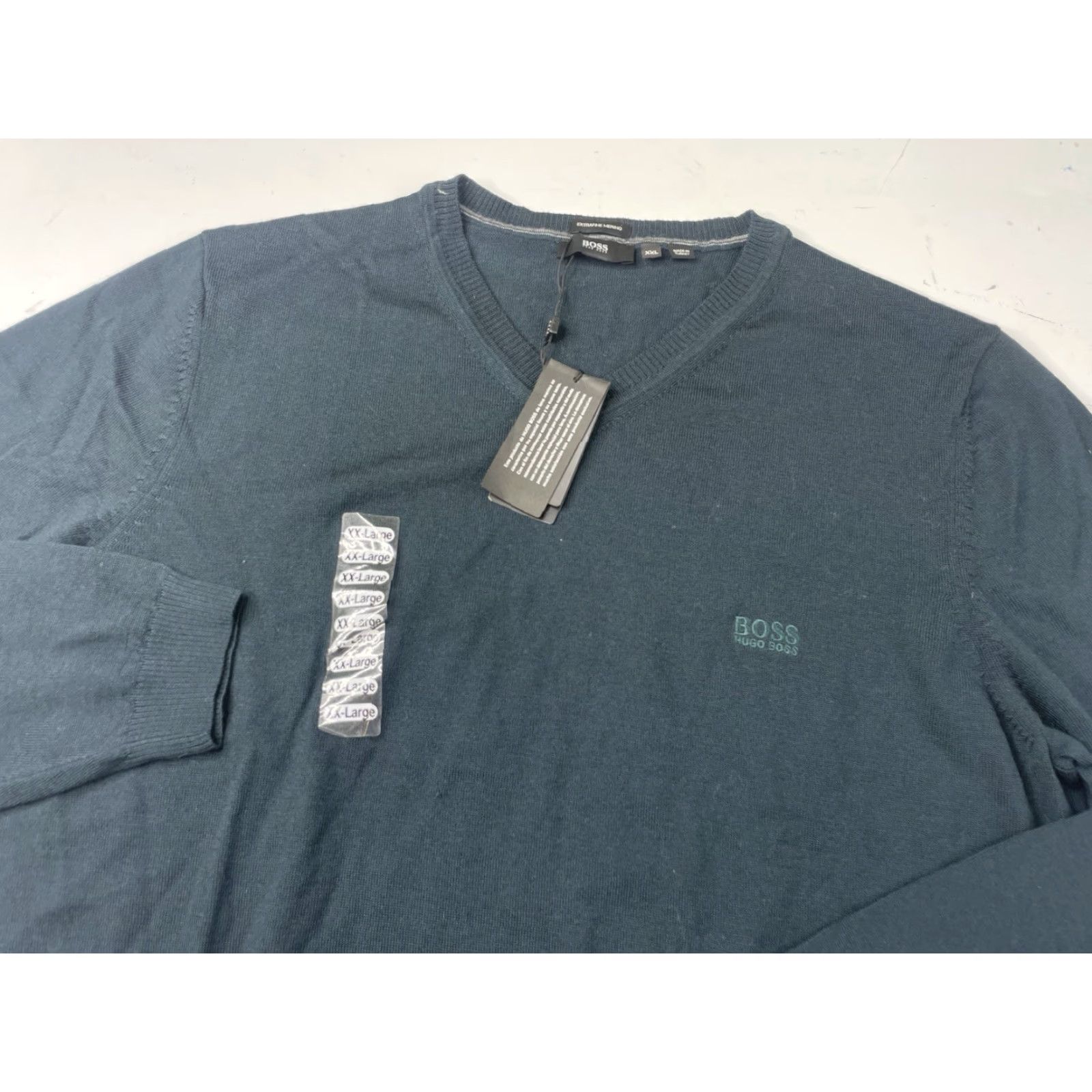 Hugo Boss HUGO BOSS NWT Batisse-E Regular Fit Extrafine Merino Jumper Mens XXL V-Neck Knit Green Size US XXL / EU 58 / 5 - 2 Thumbnail