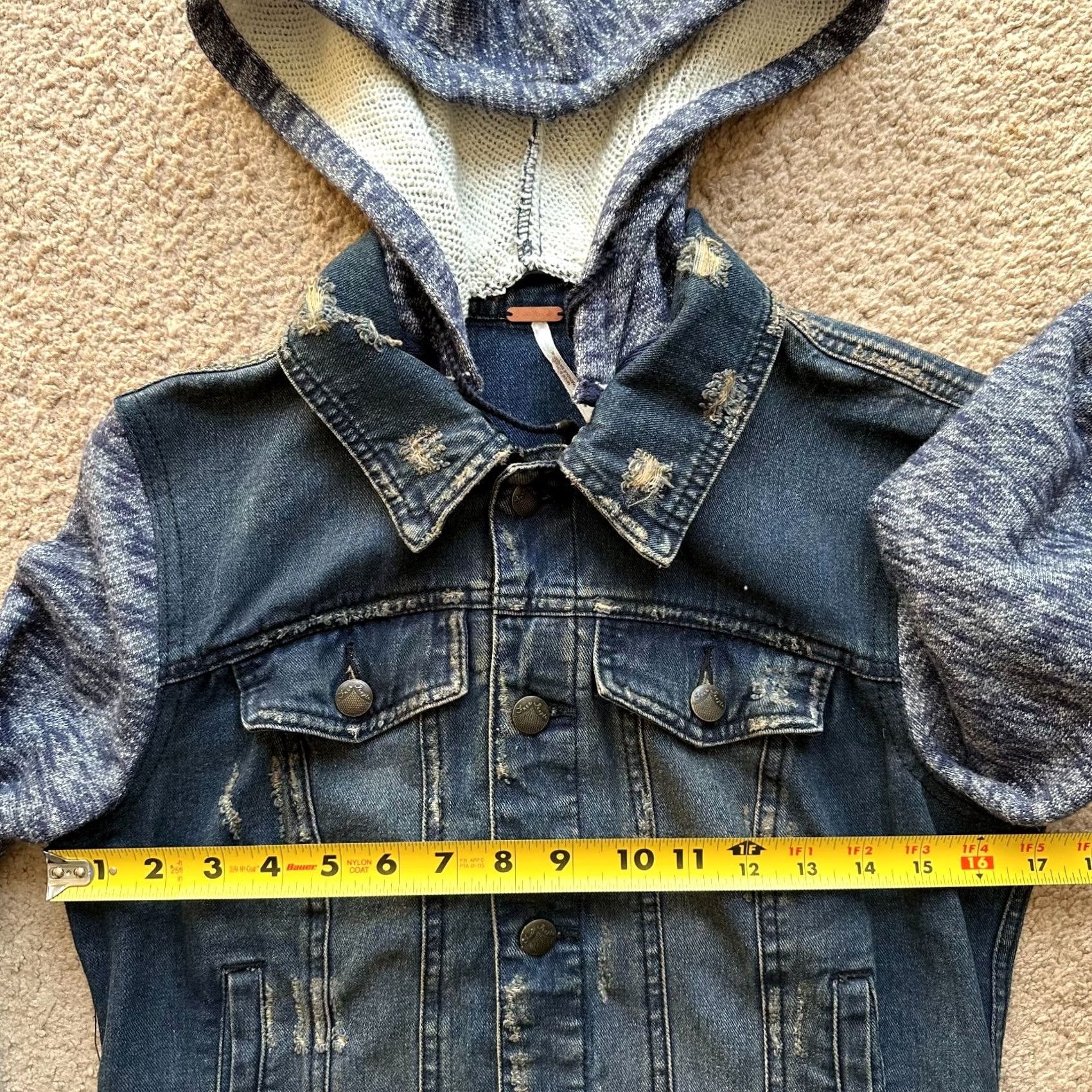 Free People Free People Button Up Denim Jacket Womens Small Petite Blue Solid Jacket Size 28" / US 6 / IT 42 - 6 Thumbnail