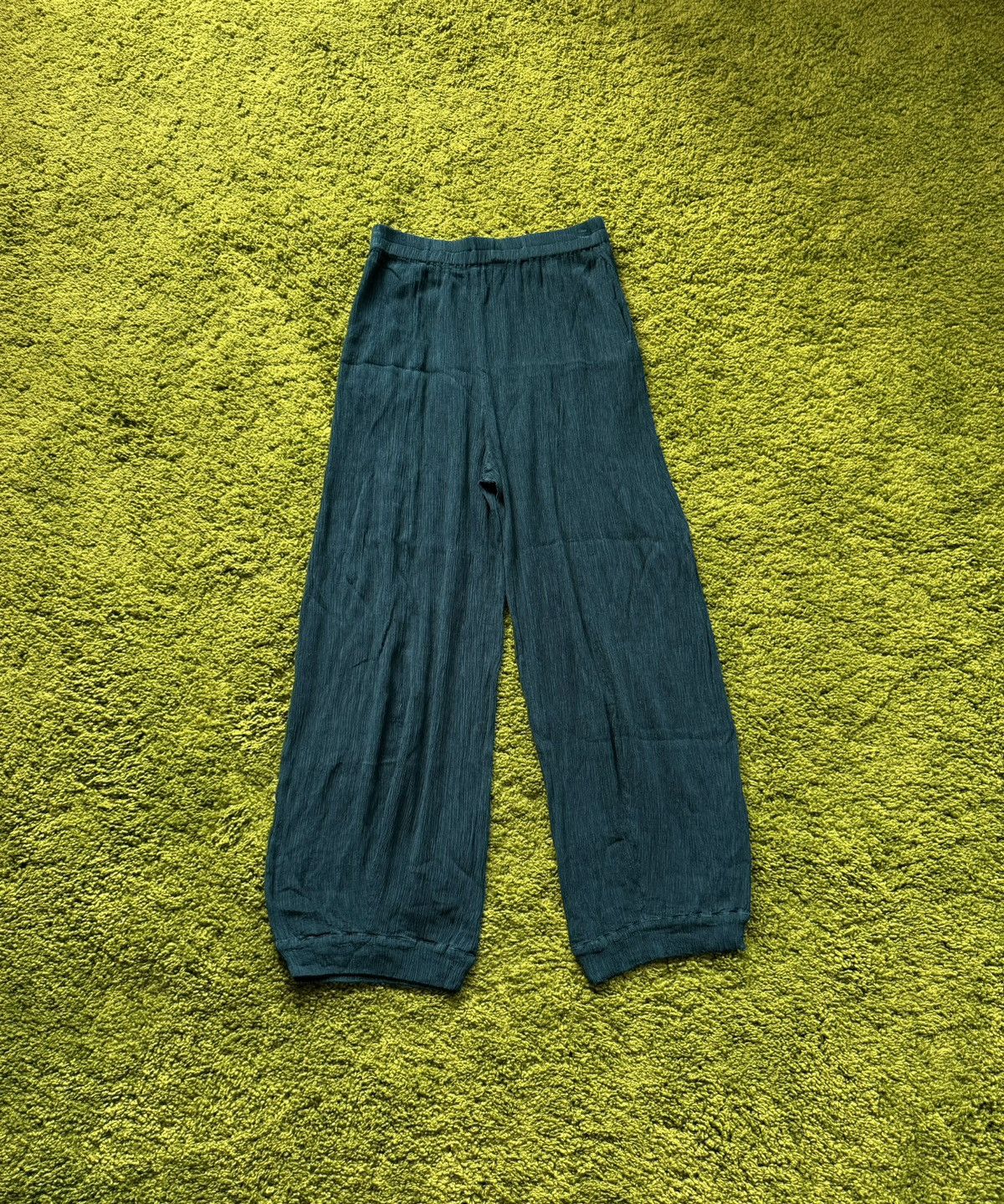 Designer Grizas avant garde wide leg silk blend plisse pants Size 26" / US 2 / IT 38 - 2 Thumbnail