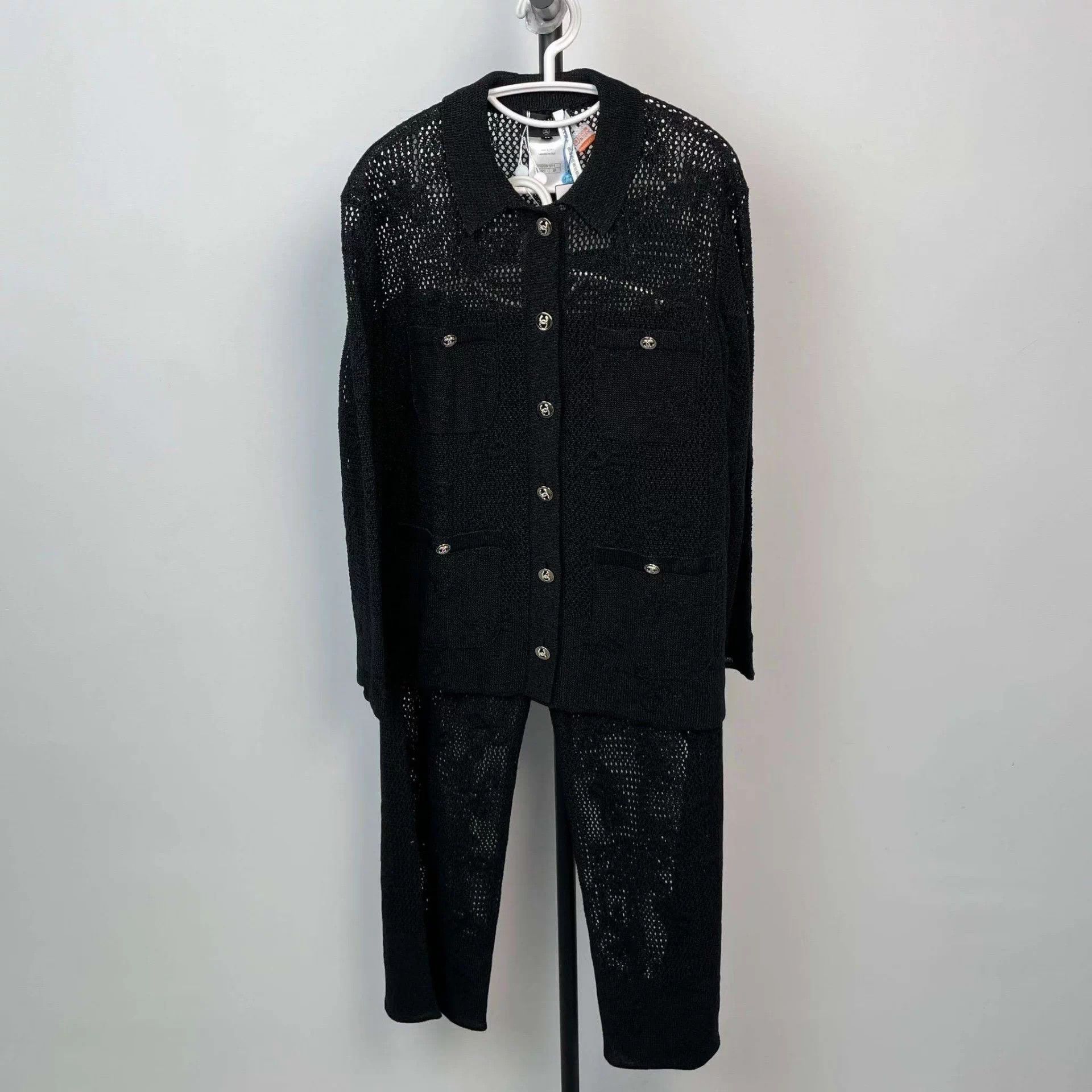 Chanel 24P Black Knit Set 38