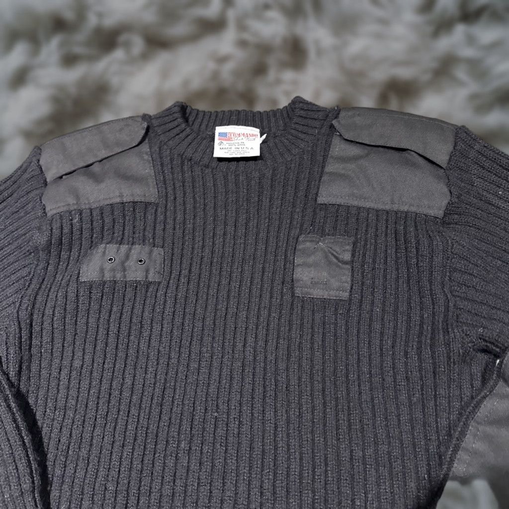 Commando VINTAGE Commando by Jack Young Mens Sweater Wool Ribbed Elbow Patch USA Size 42 Size L Black Crew Neck Knit Pullover Regular Military Army USA Men"} Size US L / EU 52-54 / 3 - 1 Thumbnail