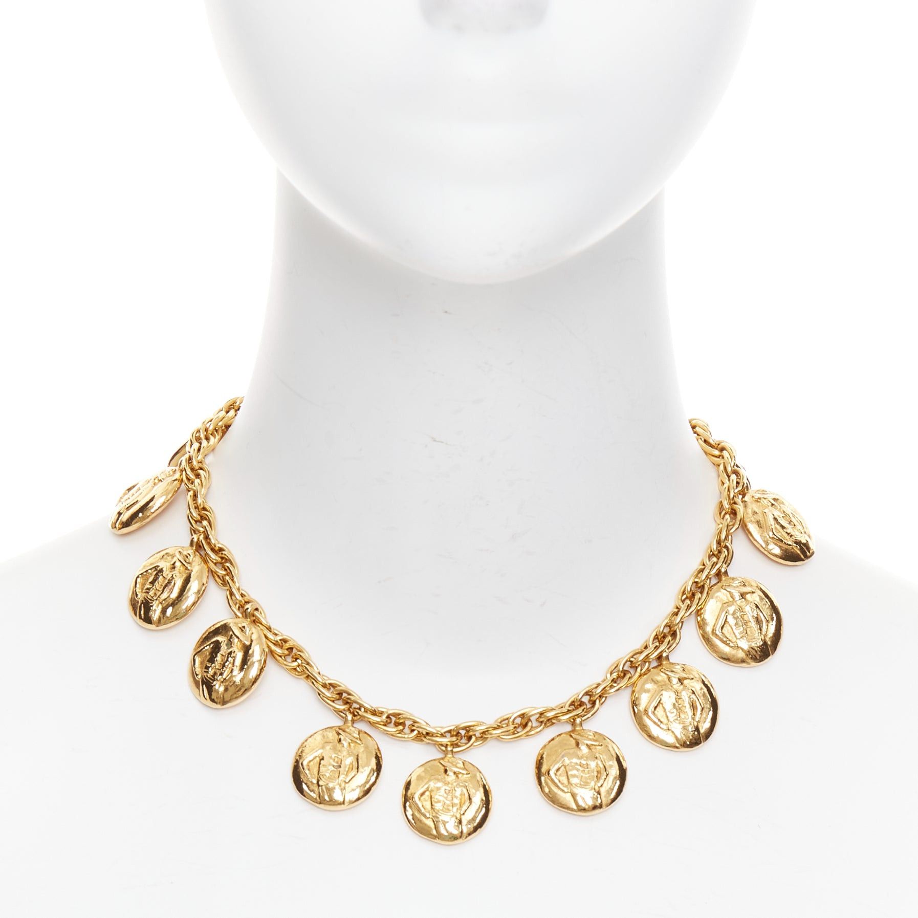 Chanel CHANEL Vintage gold tone Coco Mademoiselle Medallion chain princess necklace Size ONE SIZE - 1 Thumbnail