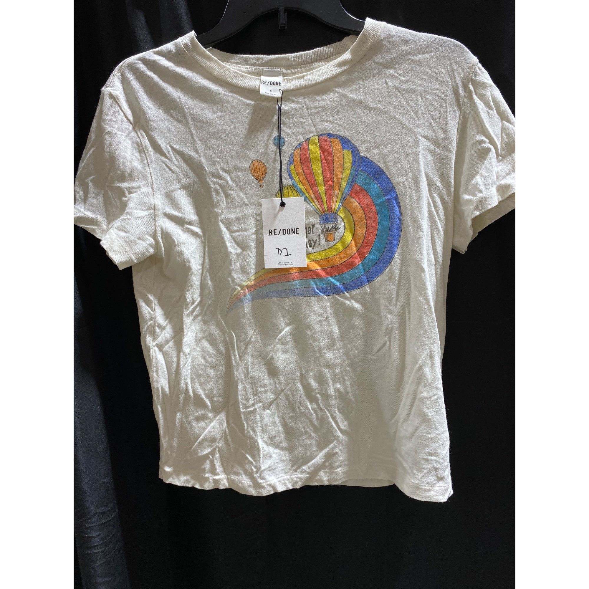 Image of Redone NWT Re/done Classic Tee Carried Away Small in Vintage White, Women's