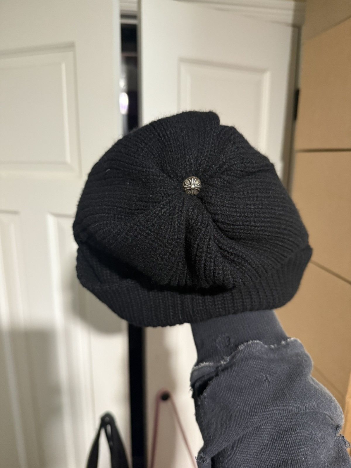 Chrome Hearts Chrome Hearts Cashmere Black/Red Star Patch Beanie Size ONE SIZE - 2 Thumbnail