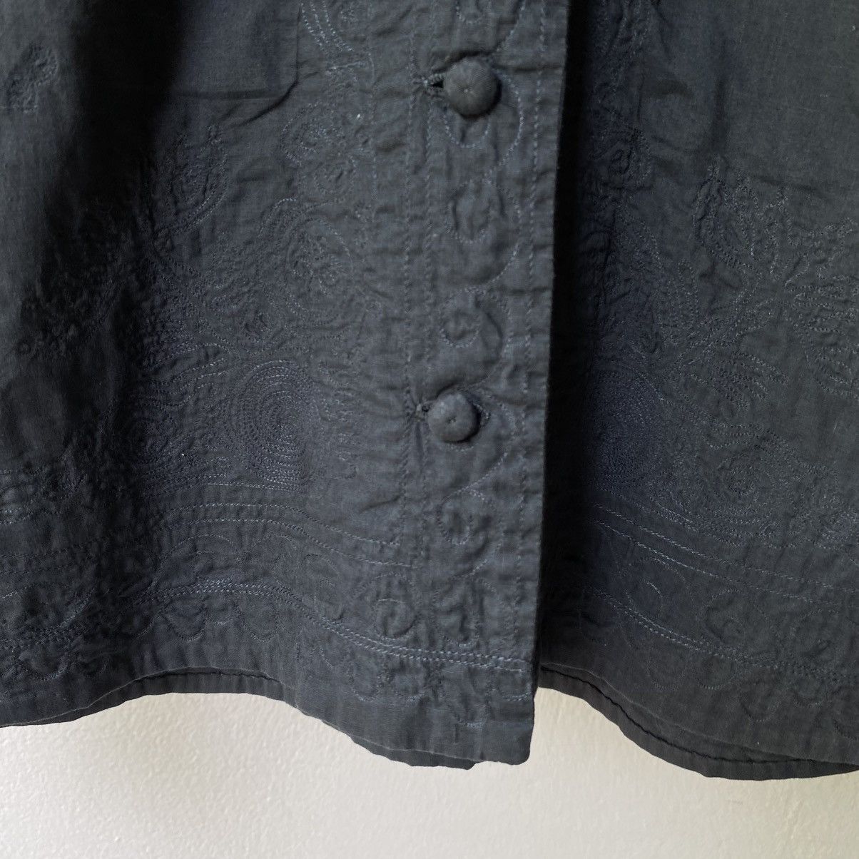 Issey Miyake Haath Dark Teal Embroidered Mandarin Shirt Size XS / US 0-2 / IT 36-38 - 13 Thumbnail