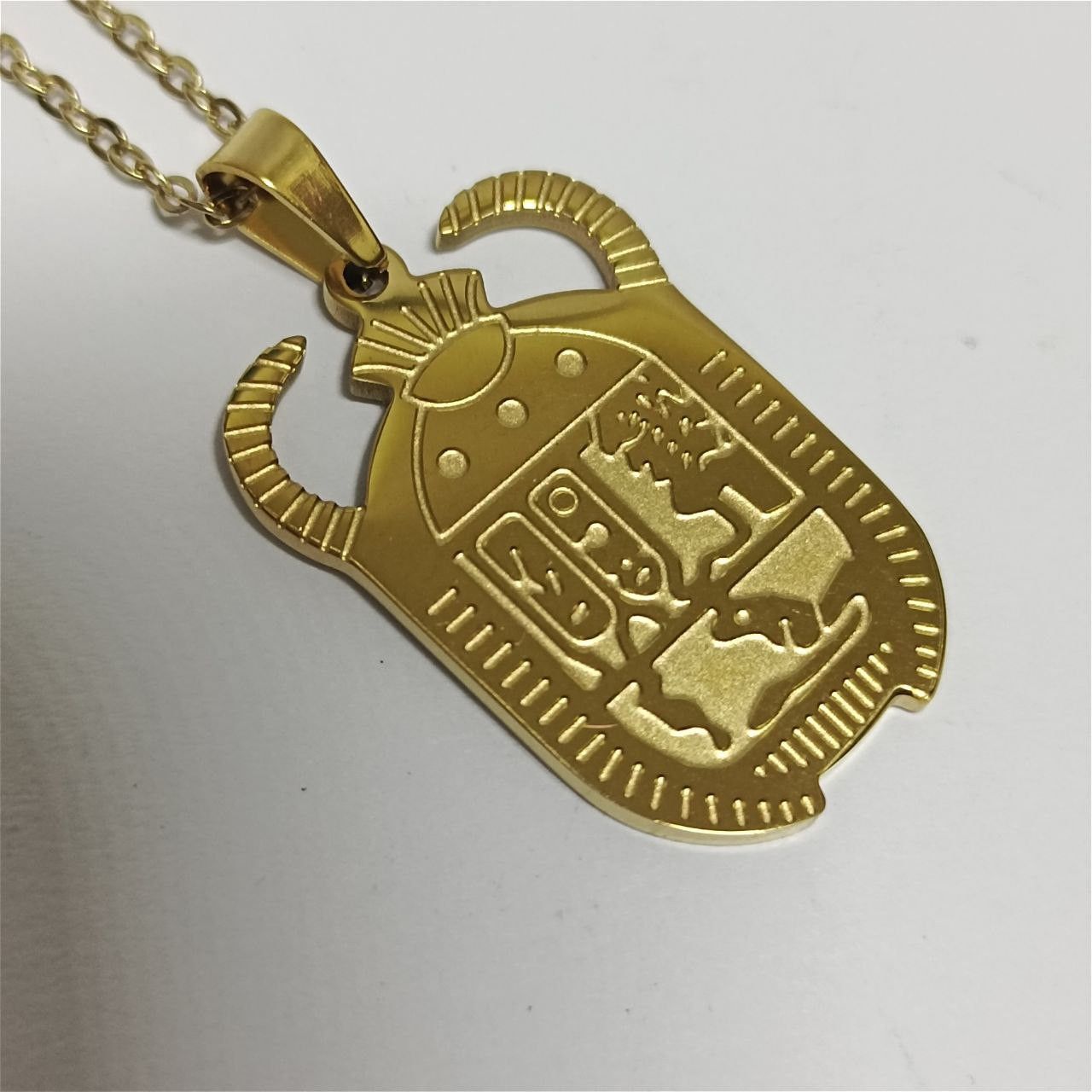 Other Gold-plated scarab pendant hieroglyphs Egyptian style Size ONE SIZE - 3 Thumbnail