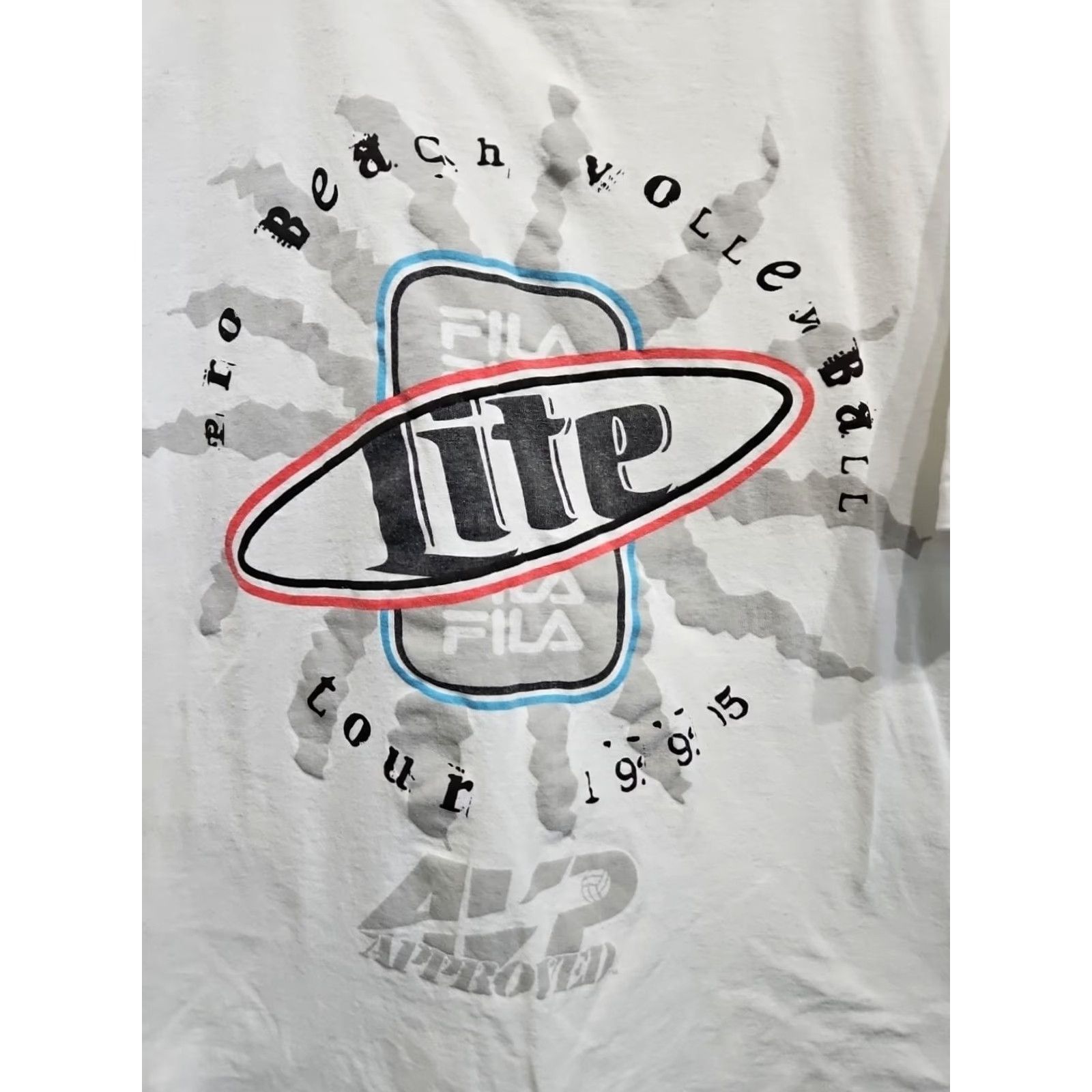 Fila VINTAGE FILA 1995 Pro Beach Volleyball Tour AVP Single Stitch Shirt Men XL White Graphic Print Volleyball Shirt Mens XL Size US XL / EU 56 / 4 - 4 Thumbnail
