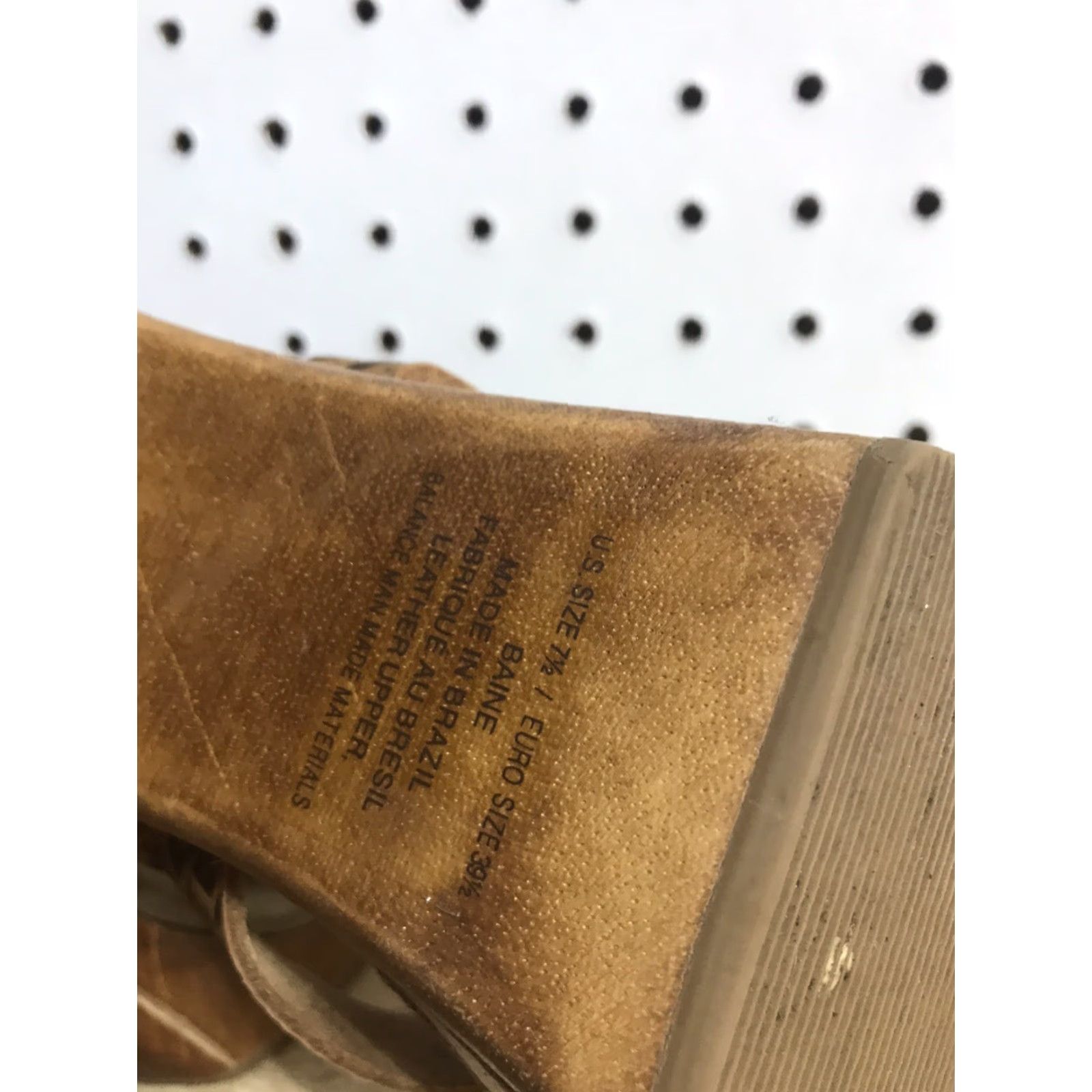 Vintage VINTAGE Journeys Brown Leather/Wood Platform Heels Womens Size 7.5 Open Toe Ultra High Block Size US 8 / IT 38 - 4 Thumbnail