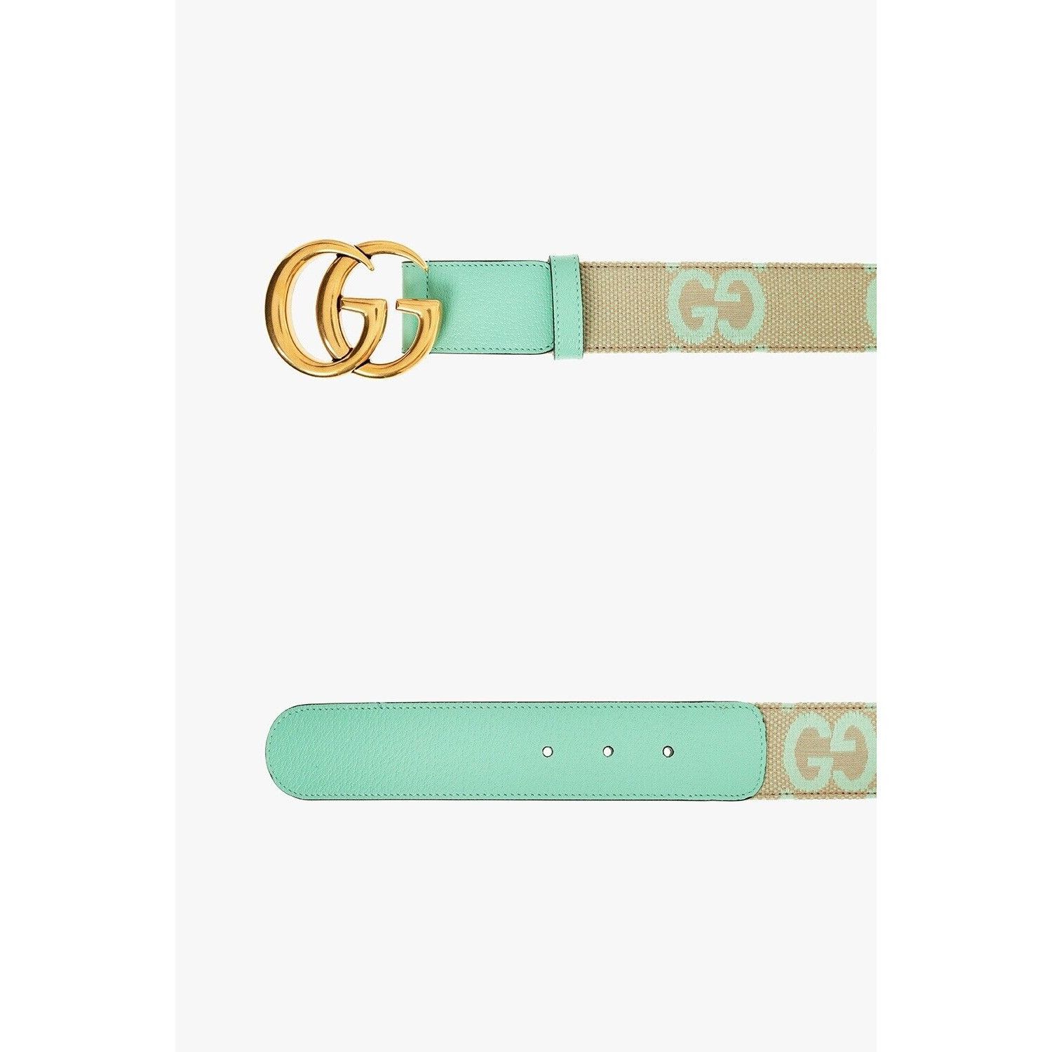 Gucci NEW Gucci GG Marmont Jumbo GG Belt Beige/Mint Size 85 inch 3 Size ONE SIZE - 2 Thumbnail