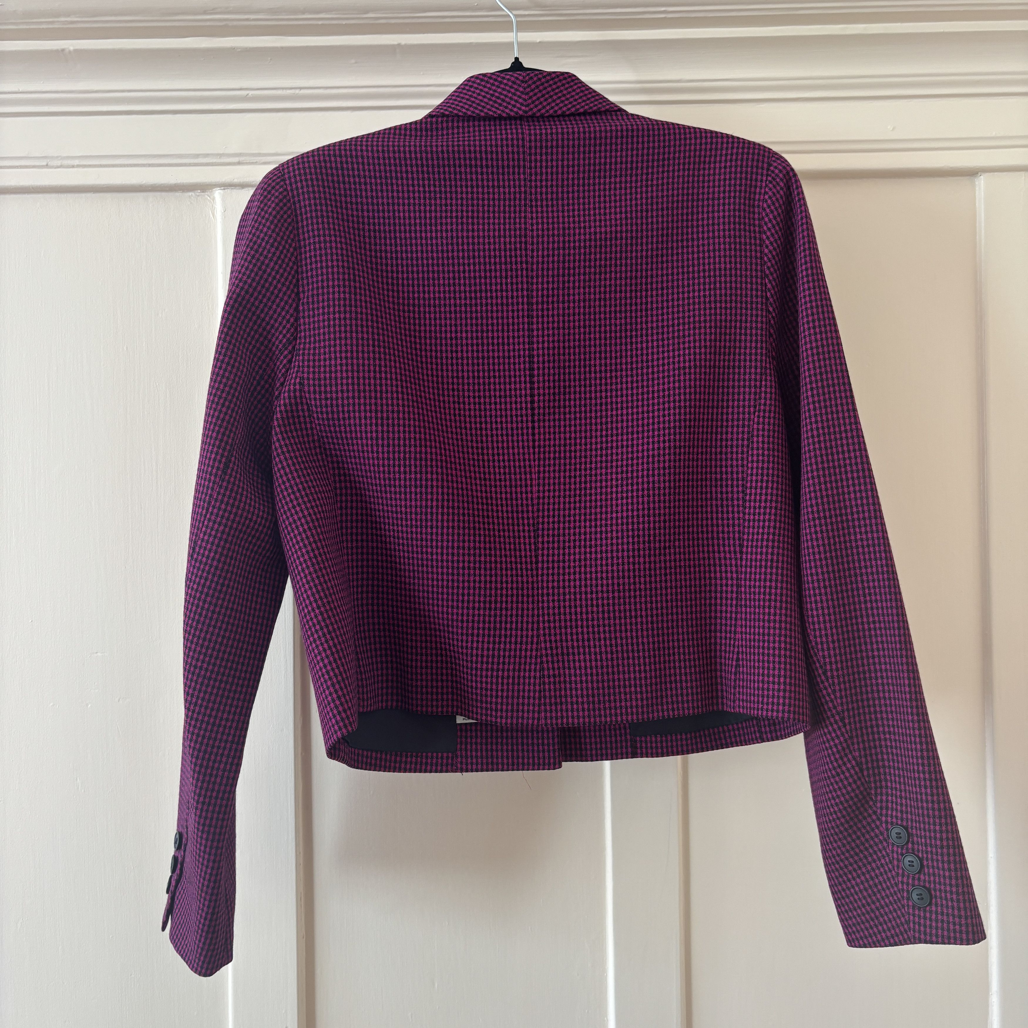 Charter Club 80s Pure Wool Houndstooth Cropped Blazer Made in Japan Size M / US 6-8 / IT 42-44 - 4 Thumbnail