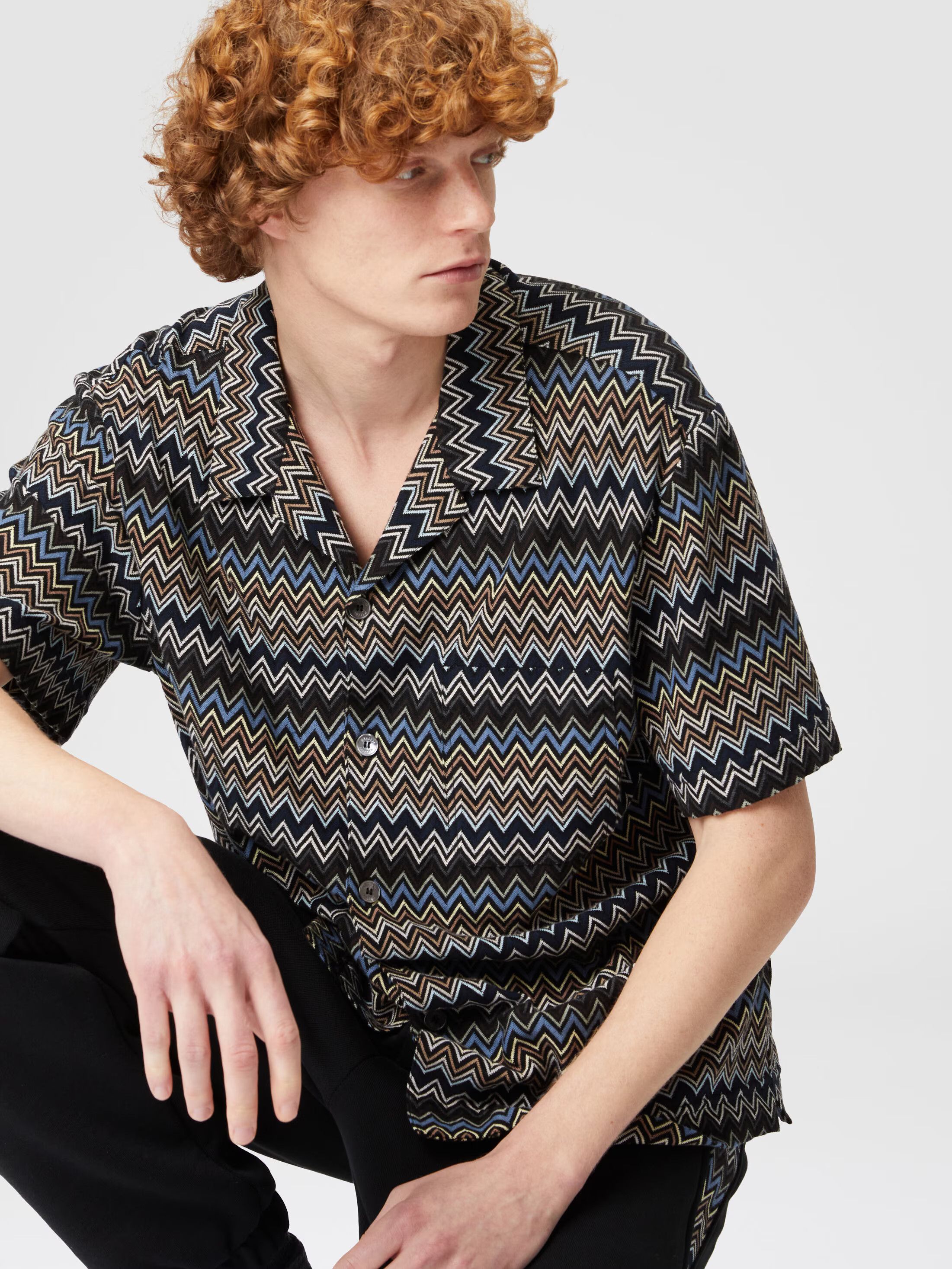 Missoni o1mle0925 Zig Zag Bowling Shirt in Multicolor Size US M / EU 48-50 / 2 - 4 Thumbnail