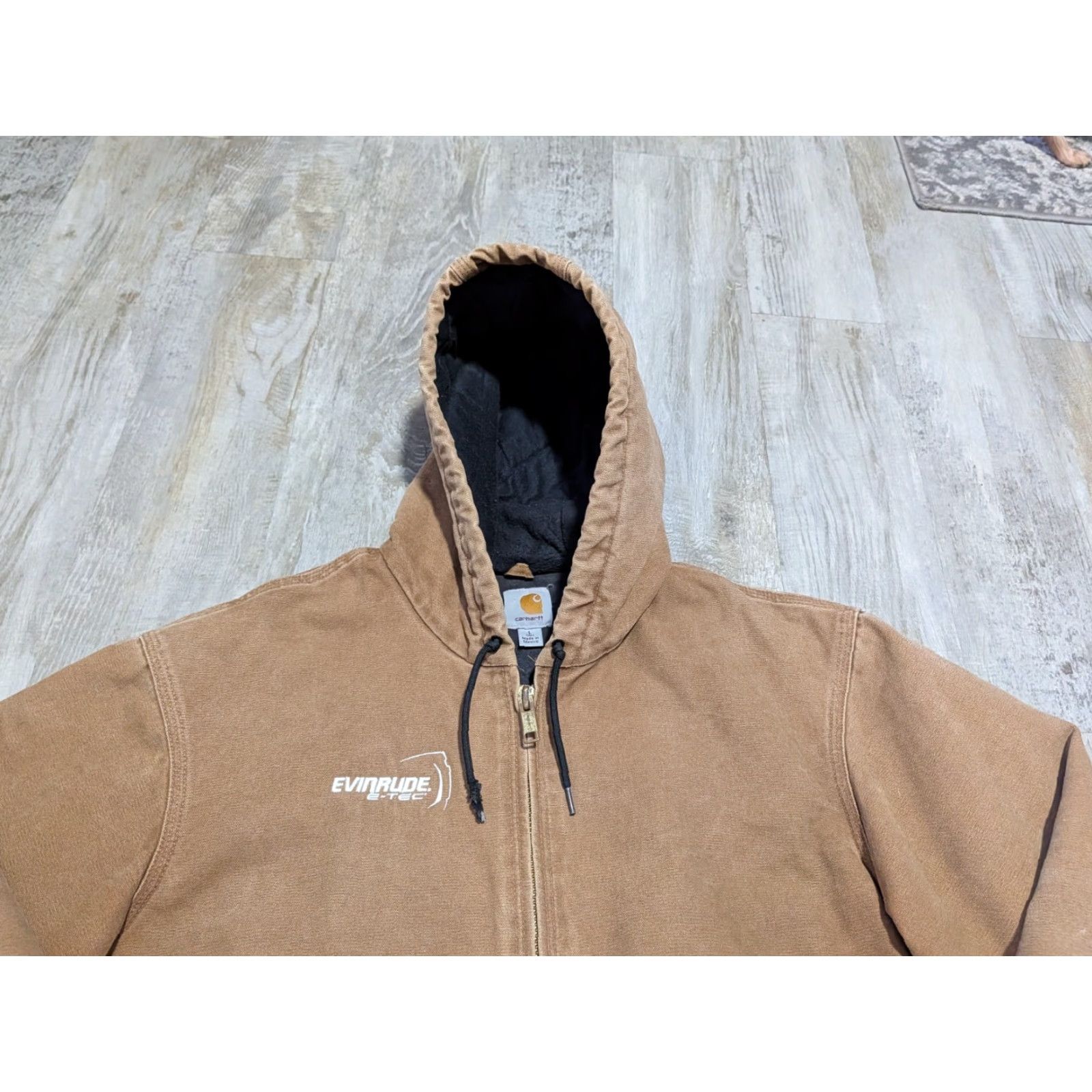 Carhartt Carhartt J130 Tan Duck Quilted Lined Workwear Jacket Men's Large Tall Hooded Size US L / EU 52-54 / 3 - 2 Thumbnail
