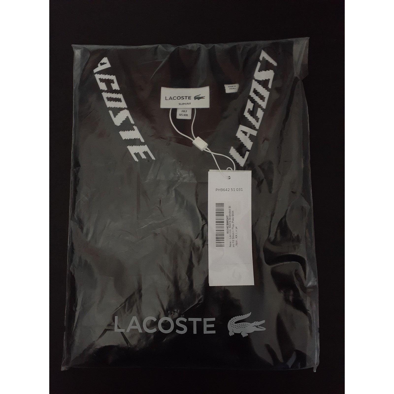 Lacoste Lacoste Men's Jacquard Collar Detail Polo Noir/Black 2XL Size US XXL / EU 58 / 5 - 2 Thumbnail