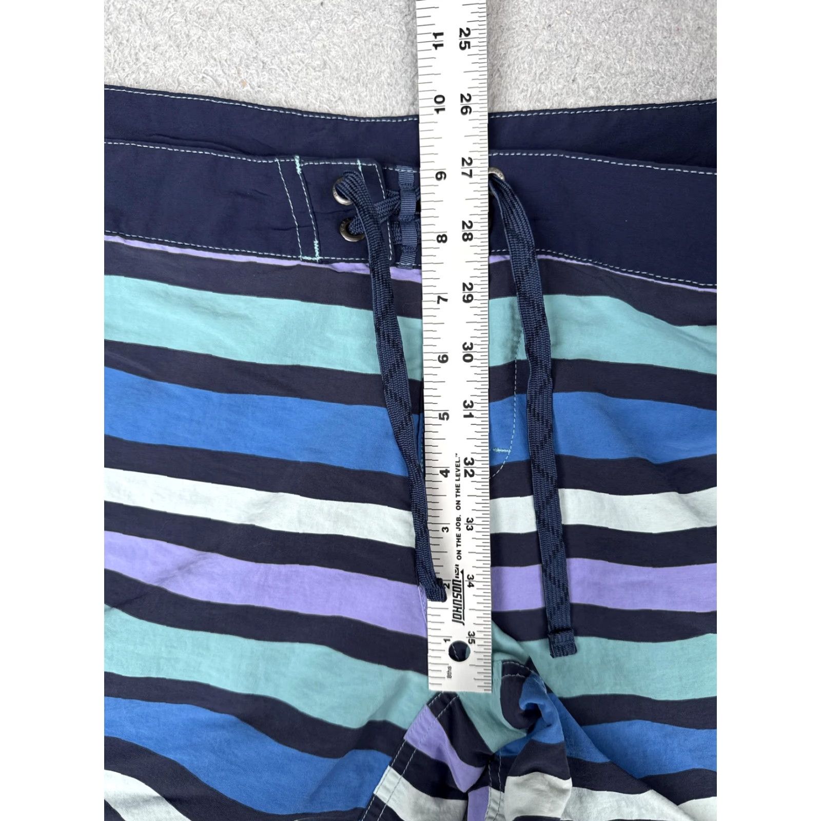 Patagonia Patagonia Board Shorts Womens 16 Blue Purple Striped Drawstring Zip Pocket Swim Bottoms Size 38" / US 16 / IT 52 - 7 Thumbnail
