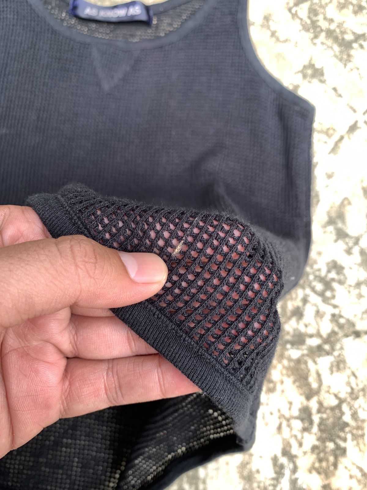 Japanese Brand 2000s AS KNOWN AS Japan Cotton Black Blank Tank Mesh Top Size L / US 10 / IT 46 - 7 Thumbnail