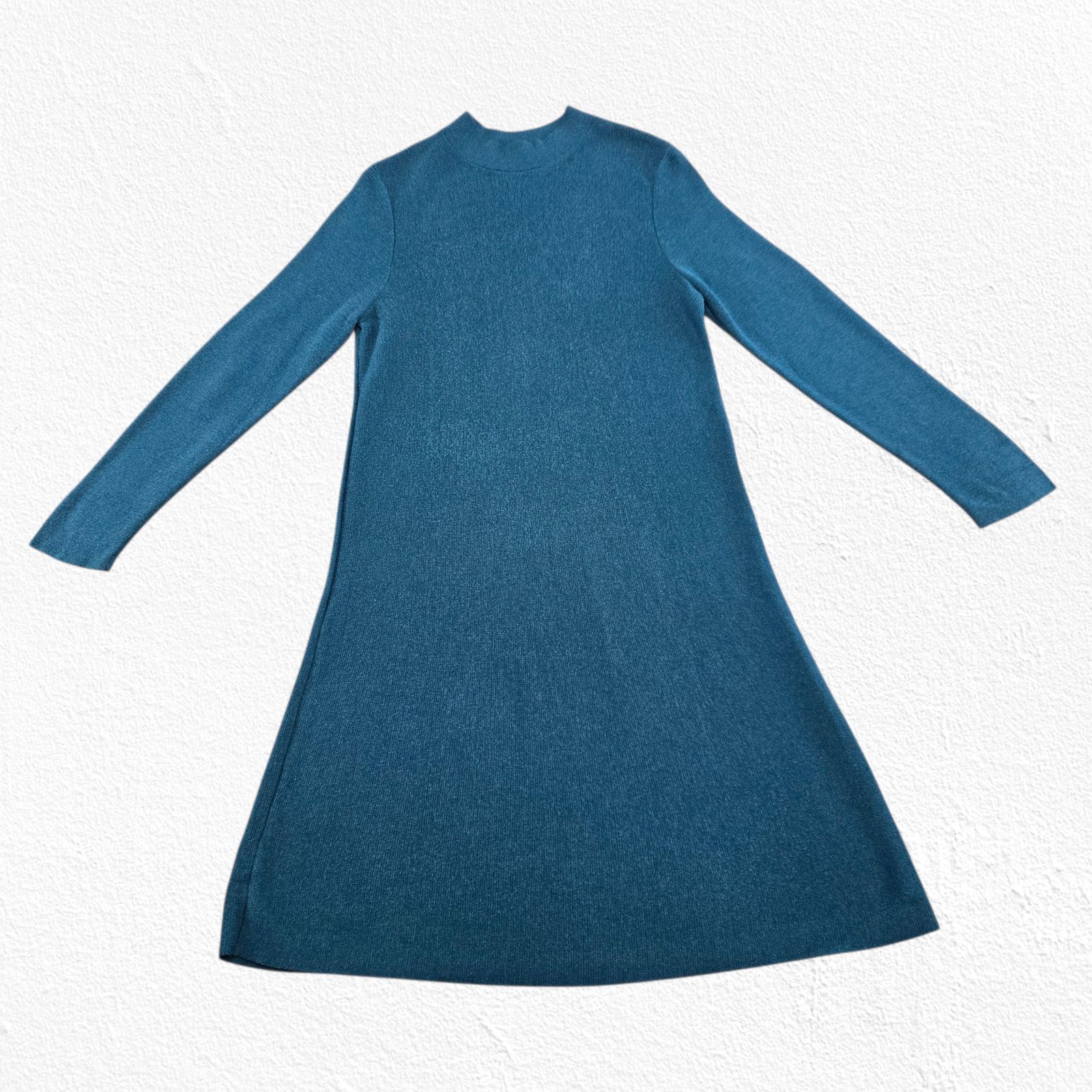Other J. Jill Teal Mock Neck Midi Sweater Dress Size Small Petite Size S / US 4 / IT 40 - 4 Thumbnail