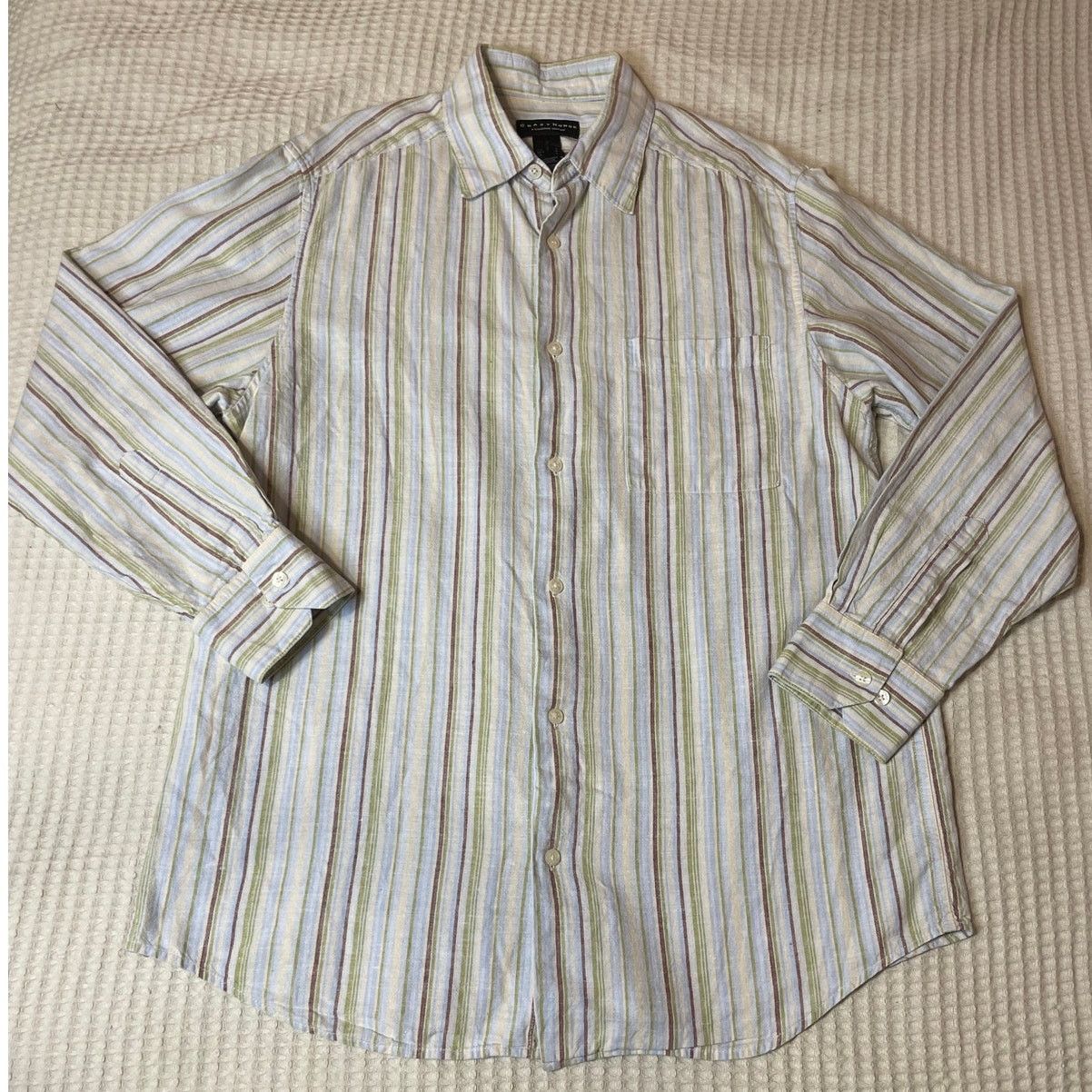 Other Crazy Horse Linen Blend Stripe Casual Long Sleeve Button Up Size US L / EU 52-54 / 3 - 6 Thumbnail