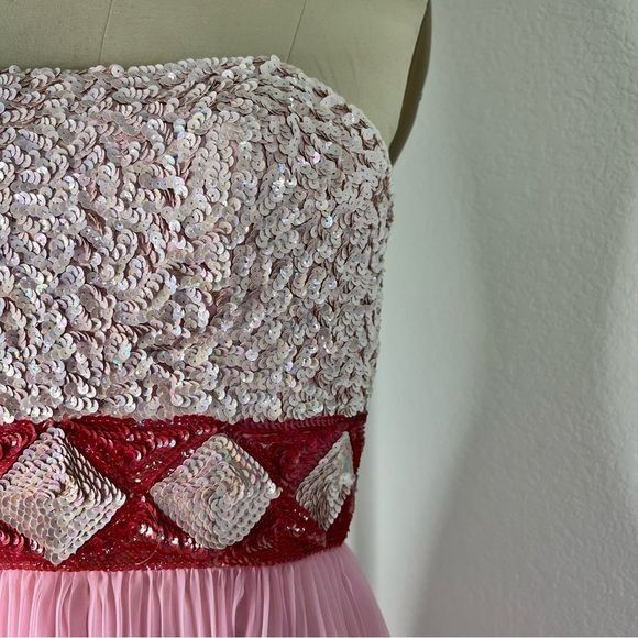 Handmade × Vintage Mike Benet Formals VTG 70s Sequin Homecoming Queen Pleated S Size M / US 6-8 / IT 42-44 - 2 Thumbnail