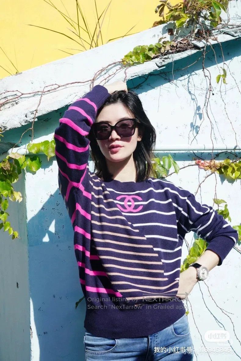 Chanel Chanel 20C colour striped double C logo cashmere sweater Size XS / US 0-2 / IT 36-38 - 7 Thumbnail