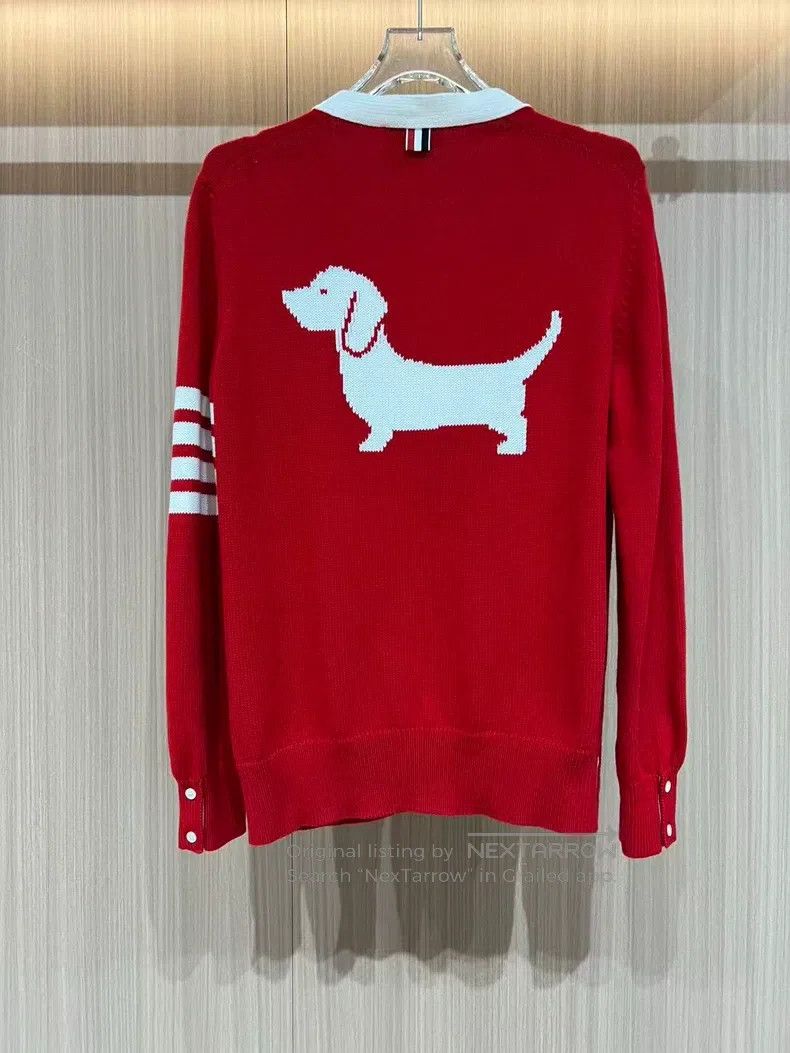 Thom Browne Thom Browne Red retro dog knit cardigan Size M / US 6-8 / IT 42-44 - 5 Thumbnail
