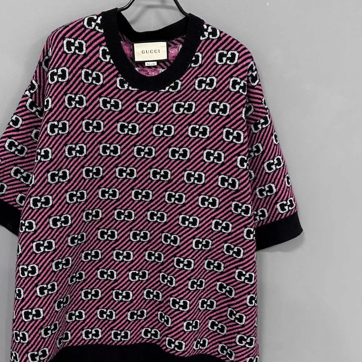 Gucci GUCCI GG Monogram Knit Short Sleeve Top L Size L / US 10 / IT 46 - 2 Thumbnail