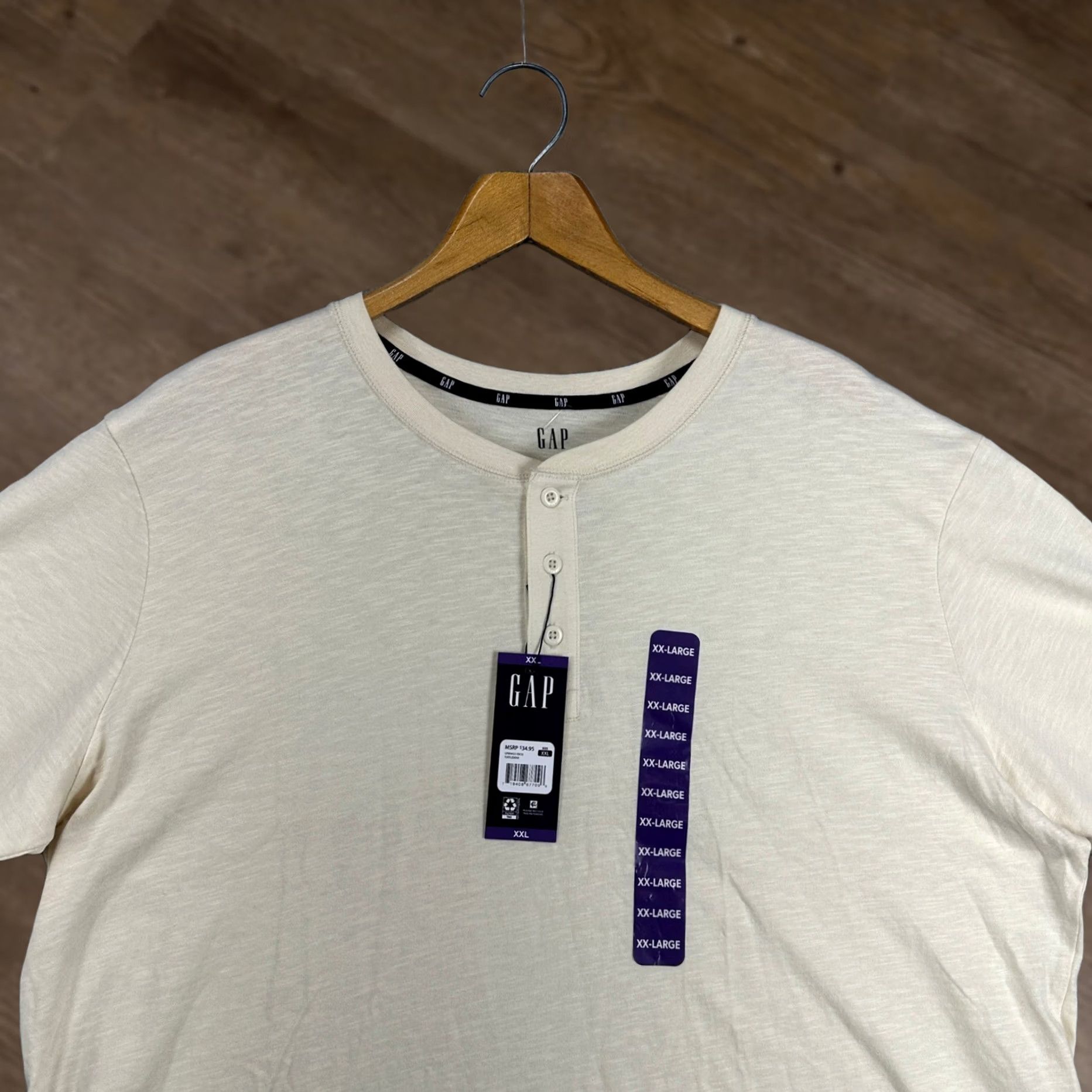 Gap Gap Mens Henley T-Shirt 2XL Light Yellow Short Sleeve Slub Cotton Casual Tee NEW Size US XXL / EU 58 / 5 - 1 Thumbnail