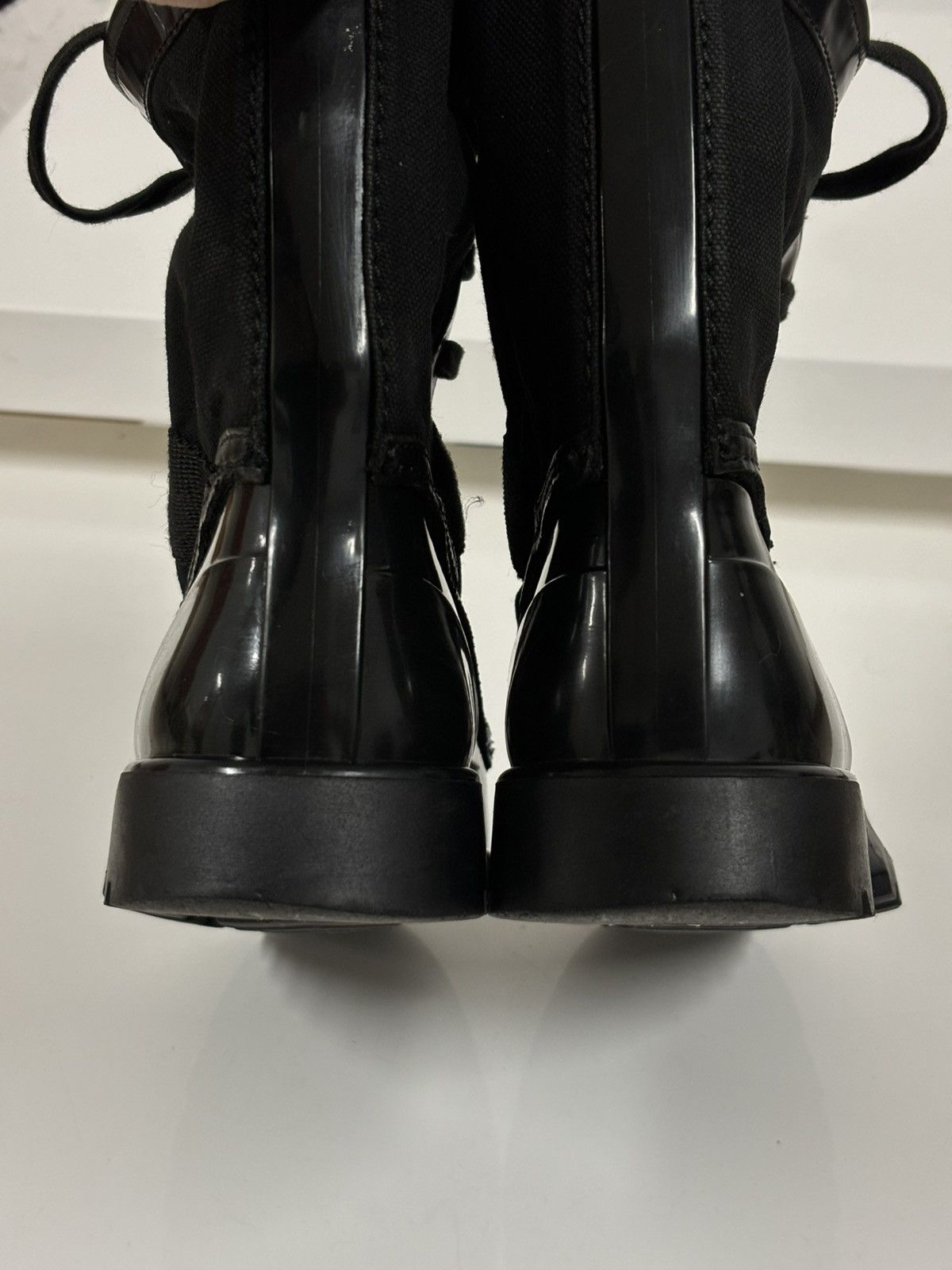 Burberry Prorsum Leather-Canvas Mono Black Lace-Up Rubber High Boots Shoes 44 Size US 11.5 / EU 44-45 - 12 Thumbnail