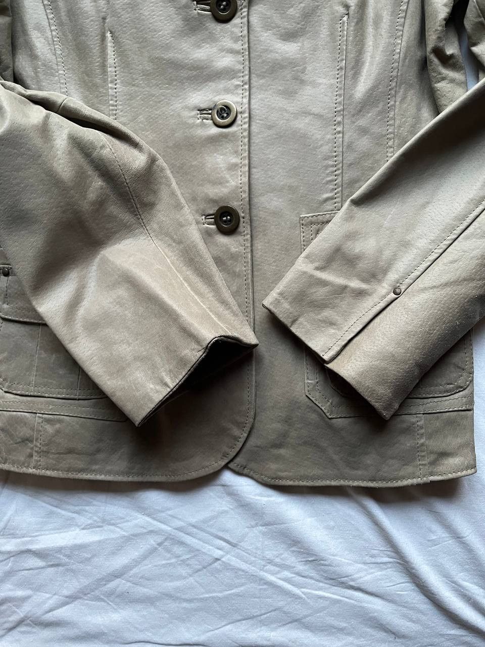 Other × Vintage Milla vintage women's beige pigskin leather blazer / jacket Size XL / US 12-14 / IT 48-50 - 4 Thumbnail