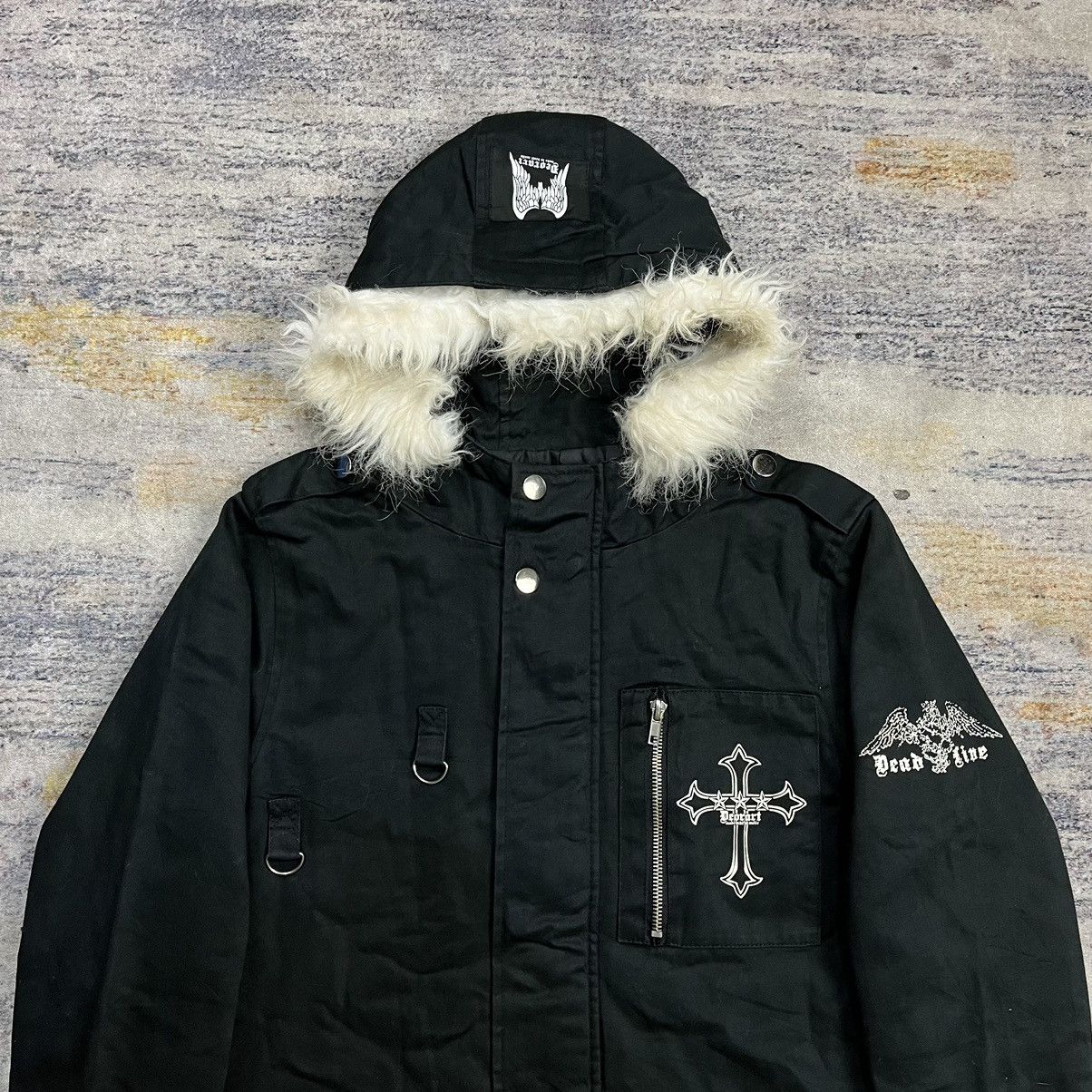 ジャケット・アウター Roen semantic fur long coat y2k Vkei emo Oversized Jean Jacket for Women Men Button Down Trucker