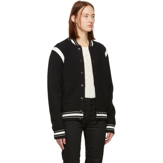Givenchy o1srvl11e1024 Wool 4G Bomber Jacket in Black/White Size L / US 10 / IT 46 - 2 Thumbnail