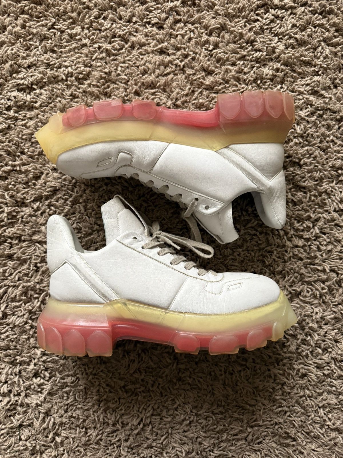 Pre-owned Rick Owens Maximal Tractor Sneaker In White Fushia In Pink/white