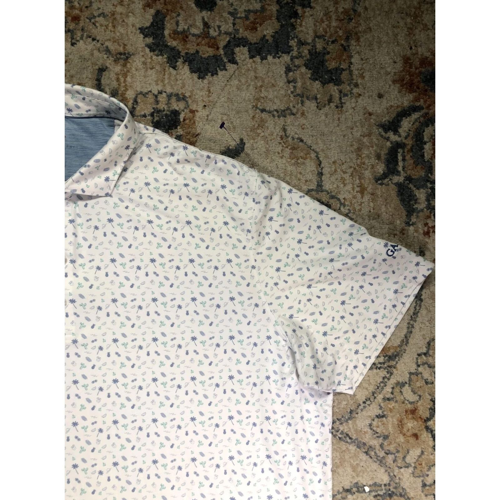 johnnie-O Johnnie-O Featherweight Polo Shirt Mens 2XL White Tropical Golf Short Sleeve Size US XXL / EU 58 / 5 - 4 Thumbnail