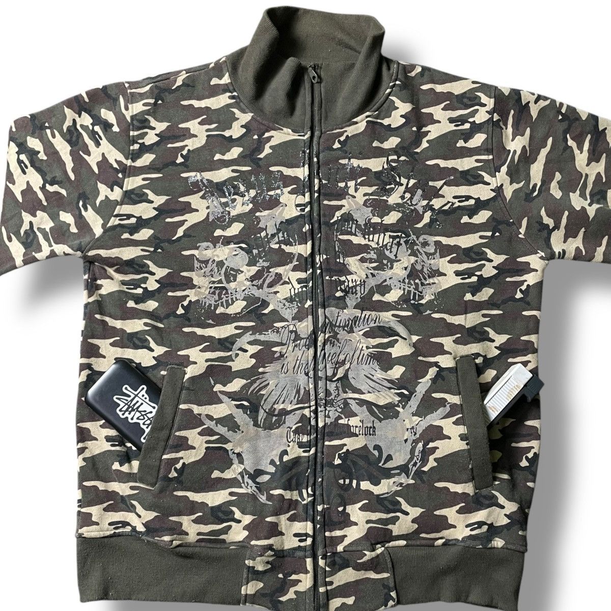 If Six Was Nine 🇯🇵 CENTER CLEASE SKULL WORDING CAMOUFLAGE FULL ZIP JACKET Size US L / EU 52-54 / 3 - 4 Thumbnail