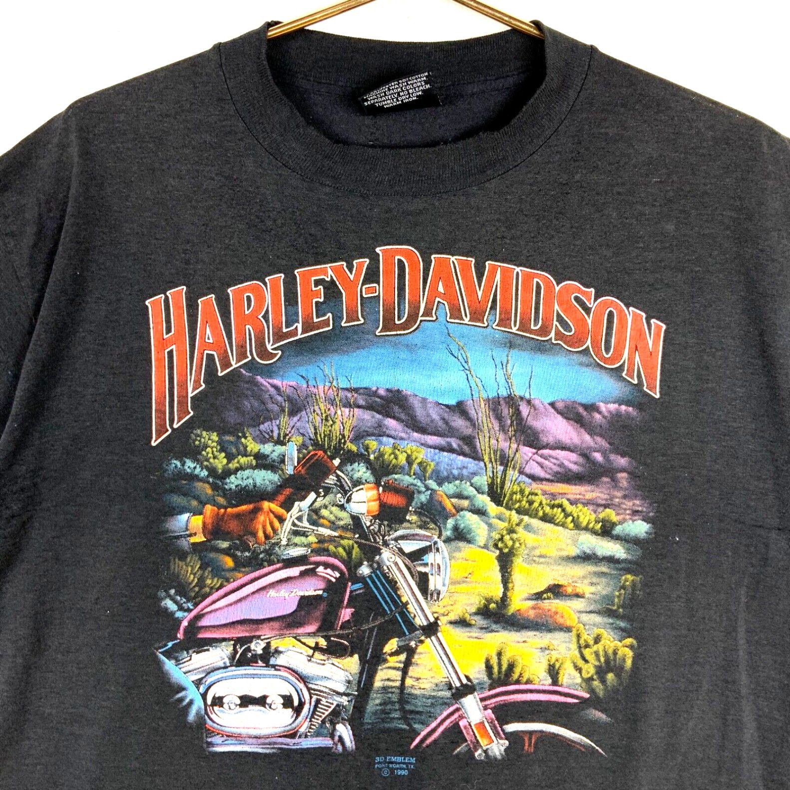 image of Vintage Harley Davidson 3D Emblem T-Shirt Size XL 1990 Single Stitch 90's in White, Men's