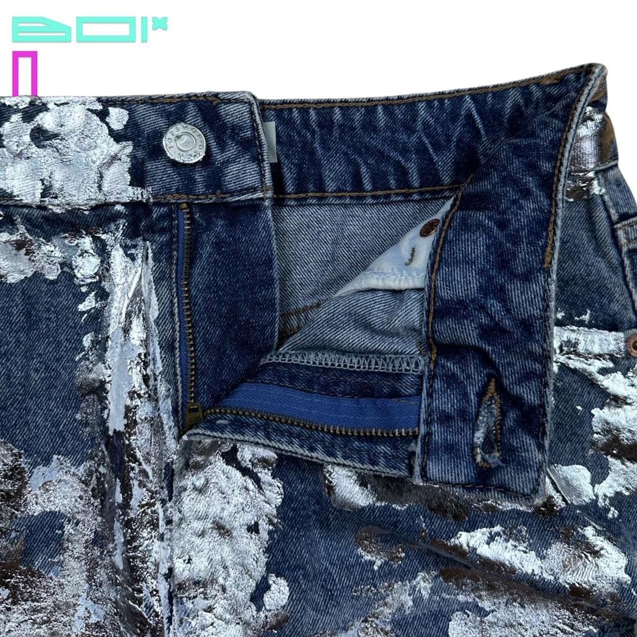 Topshop ASTROBOI* CUSTOM METALLIC FOIL BLUE DENIM SKIRT _ SIZE 4 Size 27" / US 4 / IT 40 - 3 Thumbnail