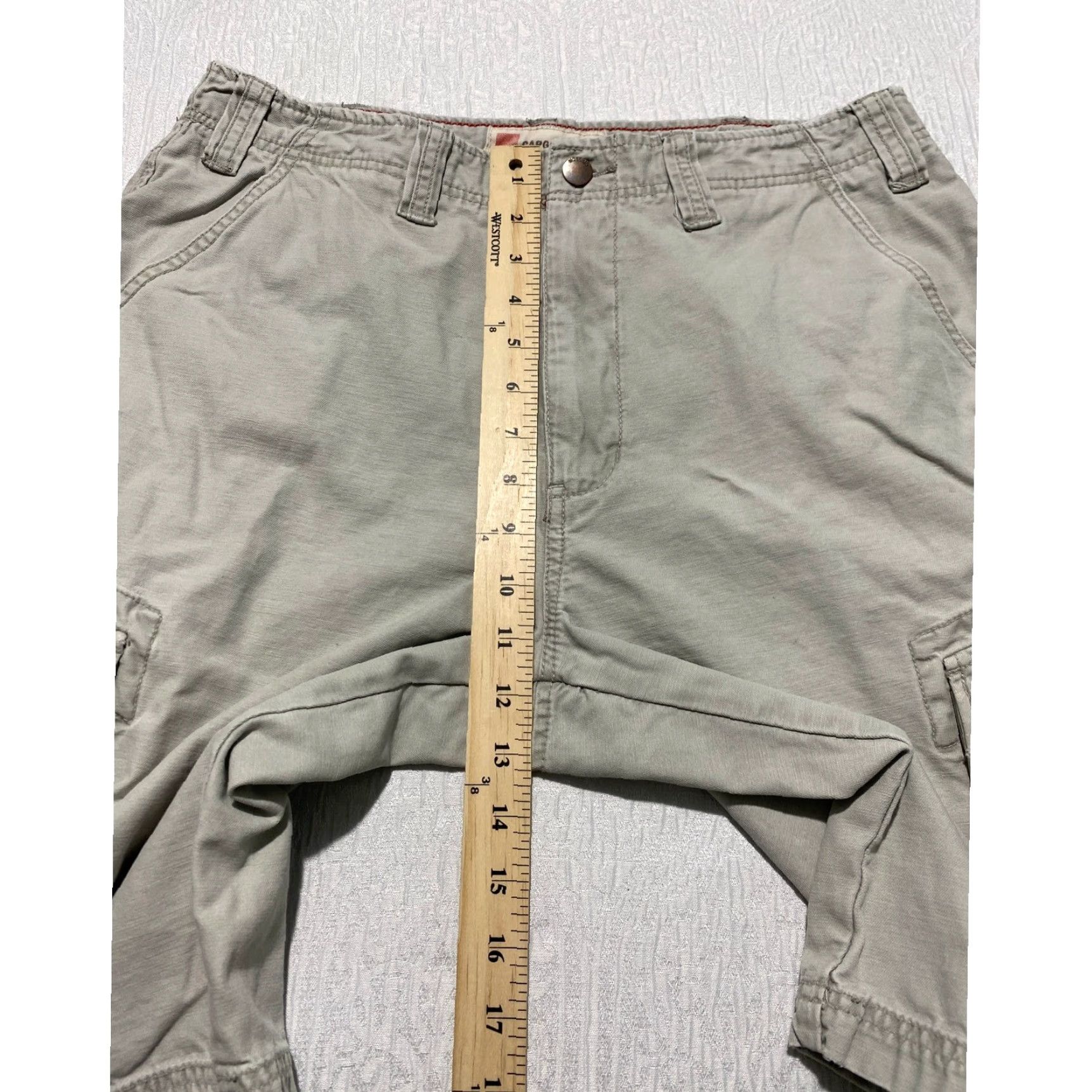 Vintage Cargo Supply Cargo Shorts Mens Khaki Tan Cotton 32 Multi Pocket Button Fly Zipper Casual Workwear Travel Size US 32 / EU 48 - 6 Thumbnail