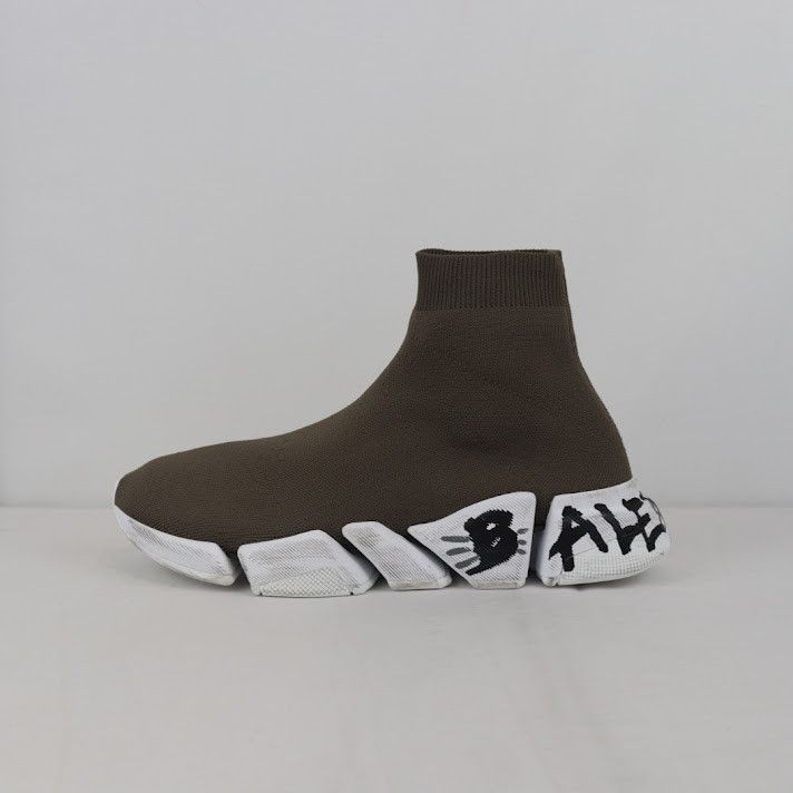 Balenciaga o1rshd1 Speed 2.0 LT Rec Knit Graffiti Sole in Taupe Size US 9 / EU 42 - 1 Thumbnail