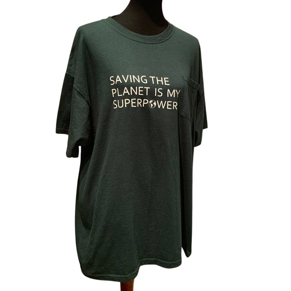 Jerzees Hand Printed Mens 2XL Saving the Planet Cotton Blend Tee Size US XXL / EU 58 / 5 - 1 Thumbnail