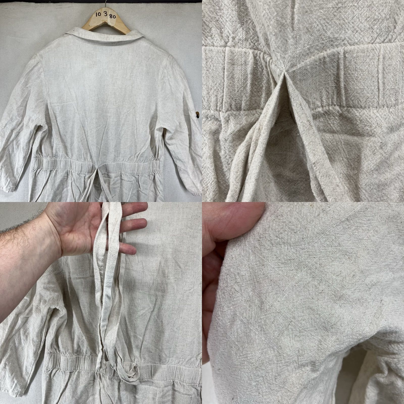 Vintage VINTAGE Retro 90s Linen Blend XL Tunic Top Beige Button Front Tie Back Long Lagenlook Size XL / US 12-14 / IT 48-50 - 10 Thumbnail