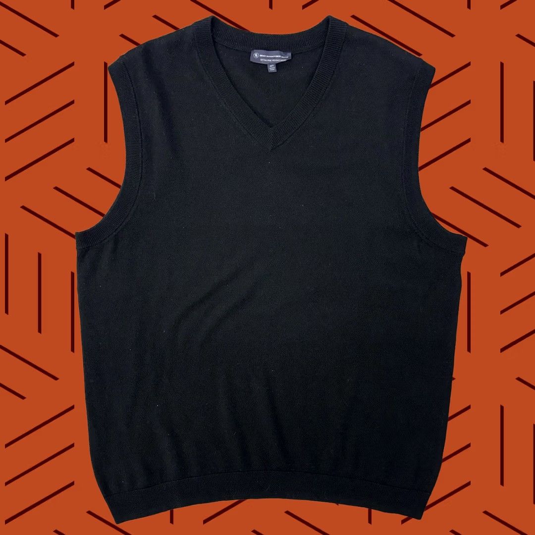 Hart Schaffner Marx Hart Schaffner Marx Merino Wool Vest 2XLT Black Mens V-Neck Sleeveless Breathing Lightweight Big & Tall Shop Golf Business Casual Vest Size US XXL / EU 58 / 5 - 1 Thumbnail