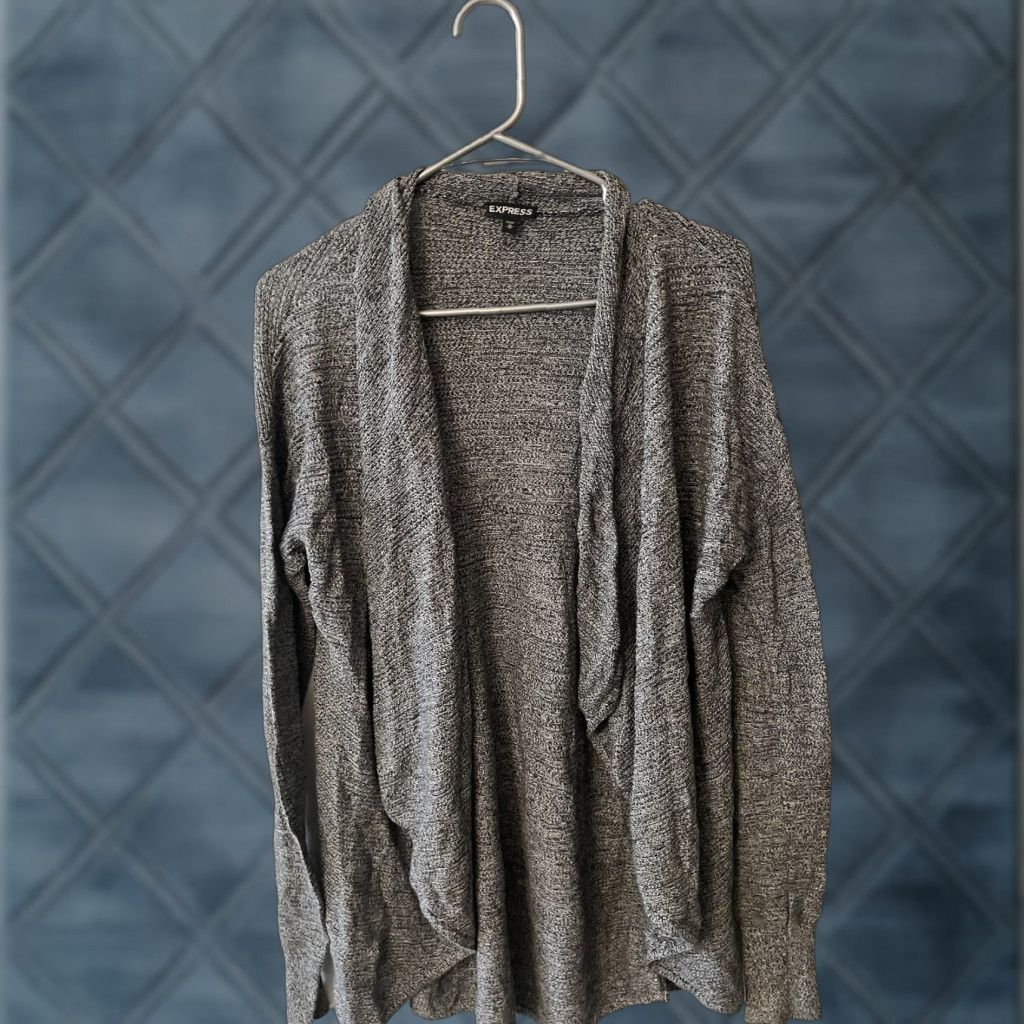 Express Express Women's Gray Long Sleeve Cardigan Sweater Medium Open Lightweight Knit Casual Business Cardigan Size M / US 6-8 / IT 42-44 - 1 Thumbnail