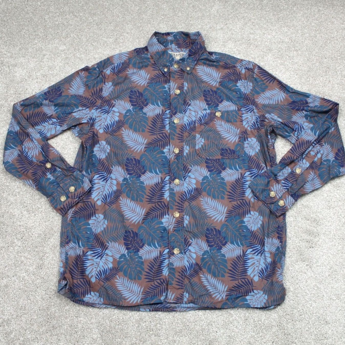 Vintage Duluth Mens Button-Up Shirt L/S Floral Blue Gray Cotton Relaxed Fit M Size US M / EU 48-50 / 2 - 2 Thumbnail