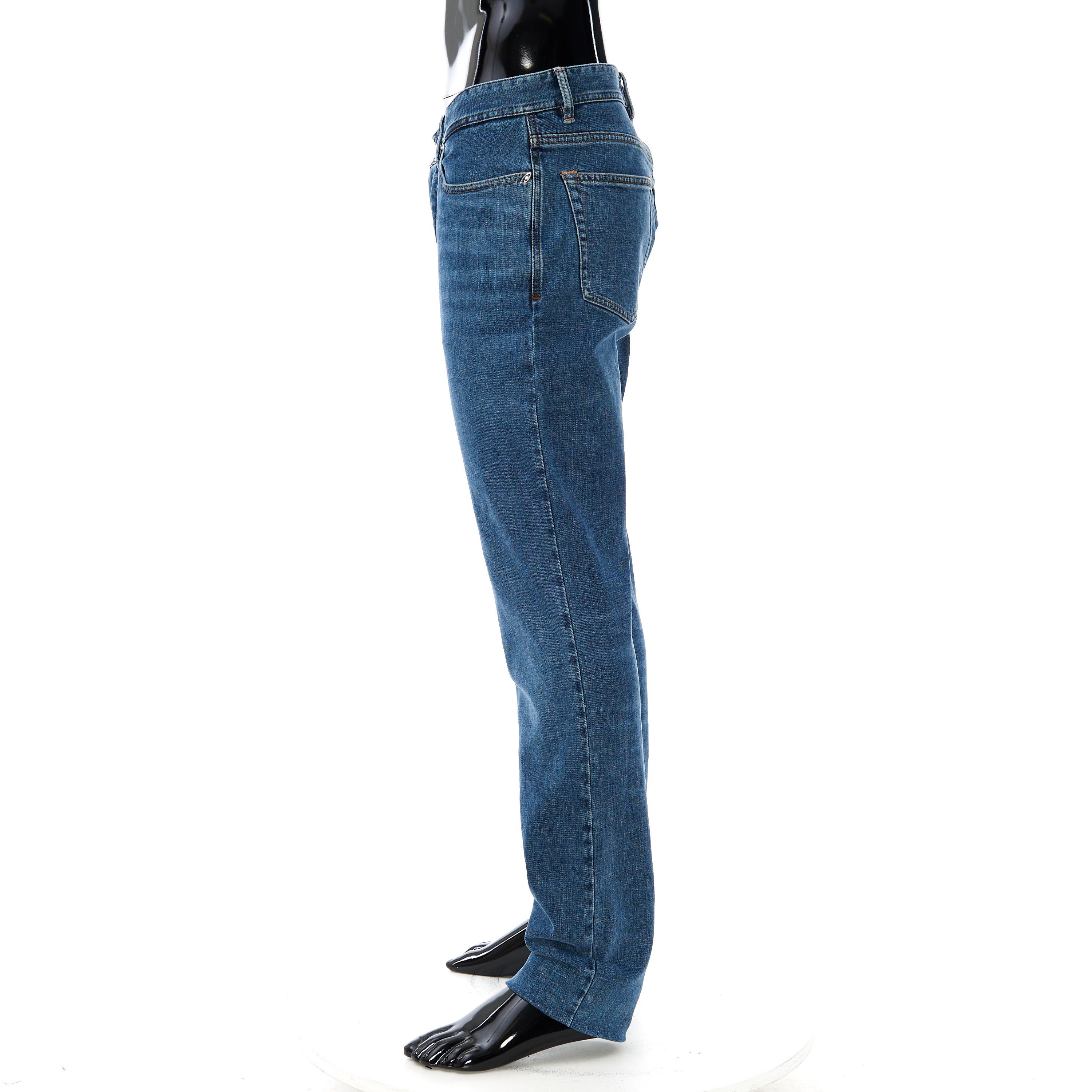 Brioni Regular Fit Jeans In Medium Blue Stretch Cotton Size US 34 / EU 50 - 8 Thumbnail