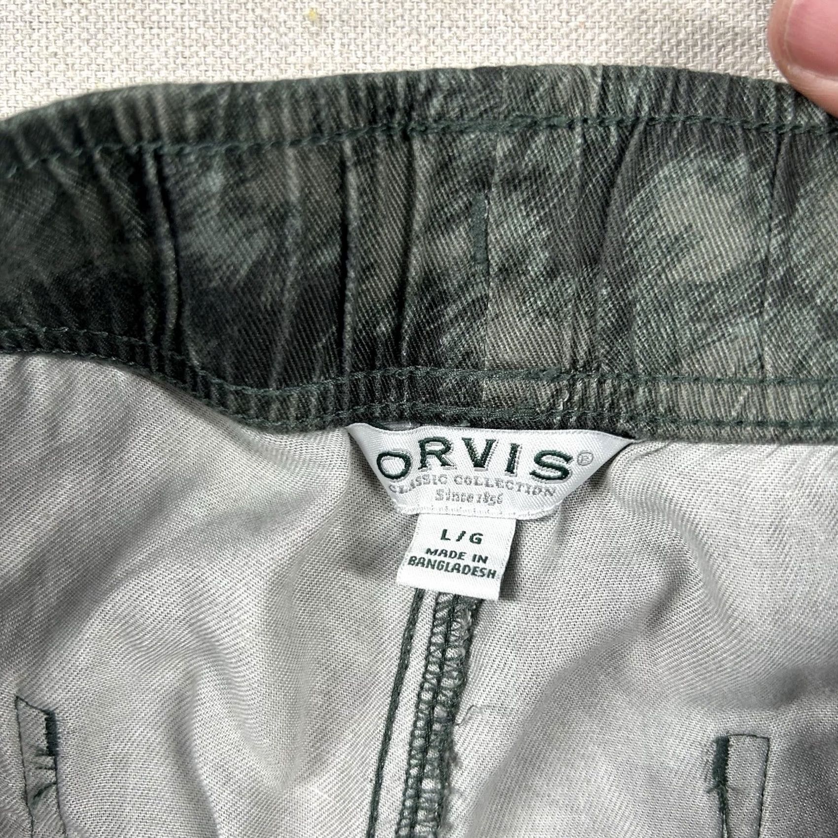 Orvis Orvis Pants Mens L Camouflage Camo Jogger Lyocell 34x27 Ankle Tapered Leg Belt Drawstring Size US 33 - 3 Thumbnail