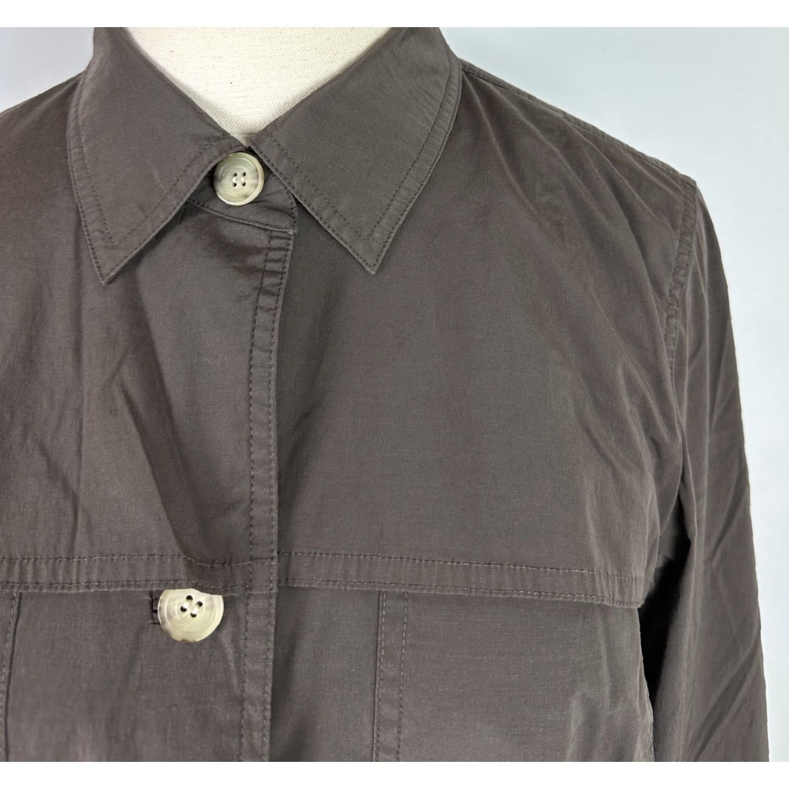 Vintage VTG 90s Y2K Doncaster Brown Jacket Women 4 / S Nylon Cotton Blend Minimalist Grunge Jacket) Size S / US 4 / IT 40 - 2 Thumbnail