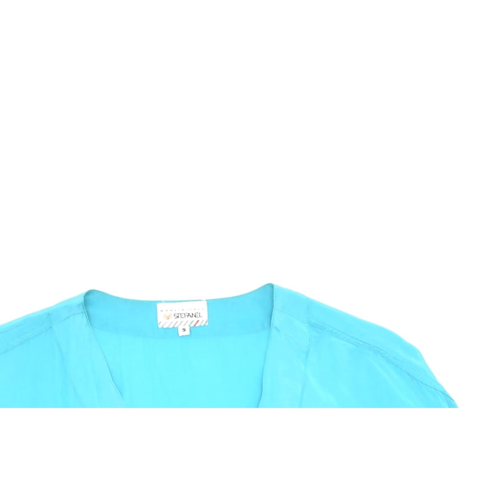 Vintage STEFANEL Womens Shirt Blouse Turquoise Small Viscose UK 10 Oversized Size S / US 4 / IT 40 - 4 Thumbnail